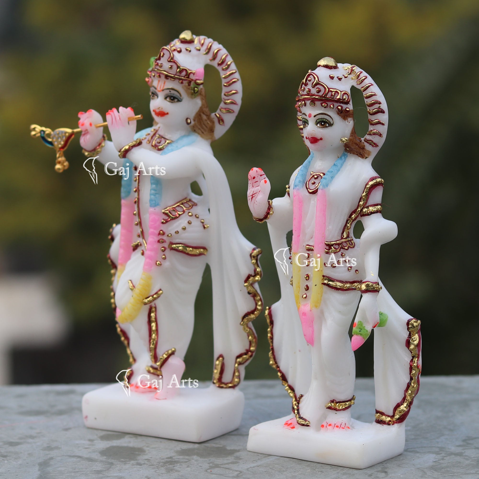 Divine Radha Krishna Idol | 7 Inch | White Marble