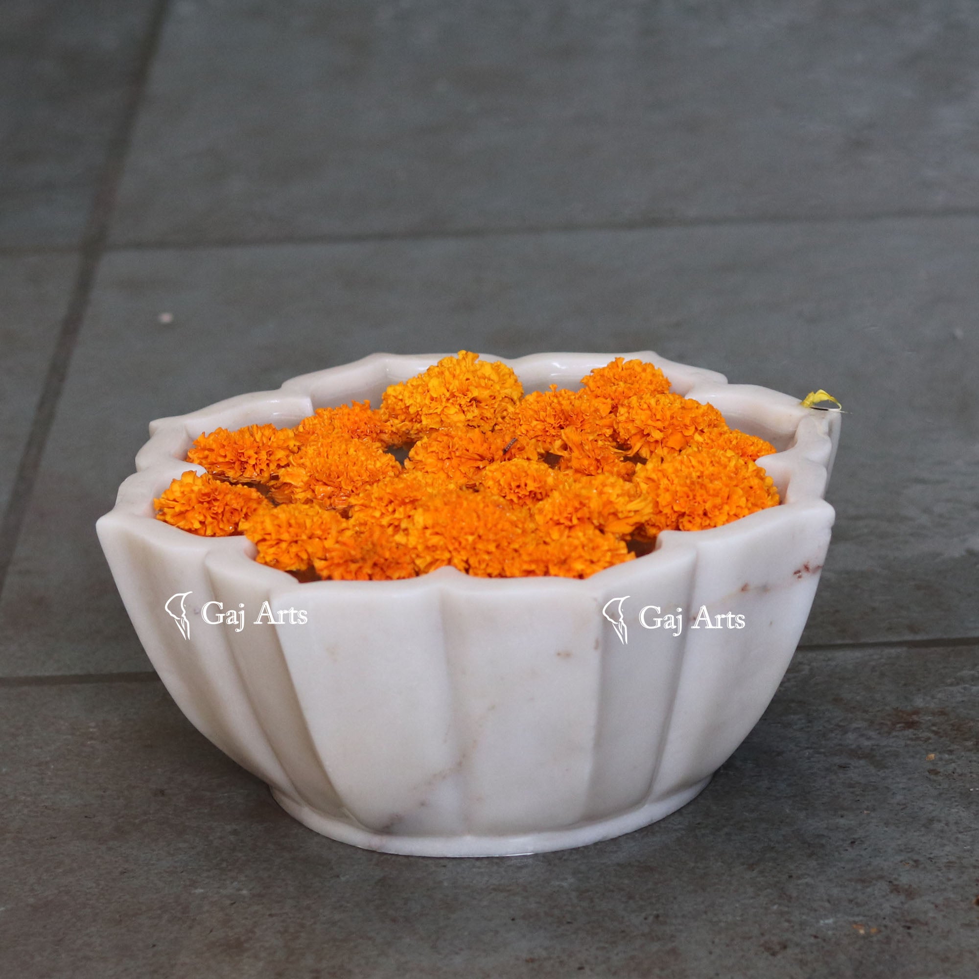 White Marble Luxury Centerpiece Bowl | 12 Inch