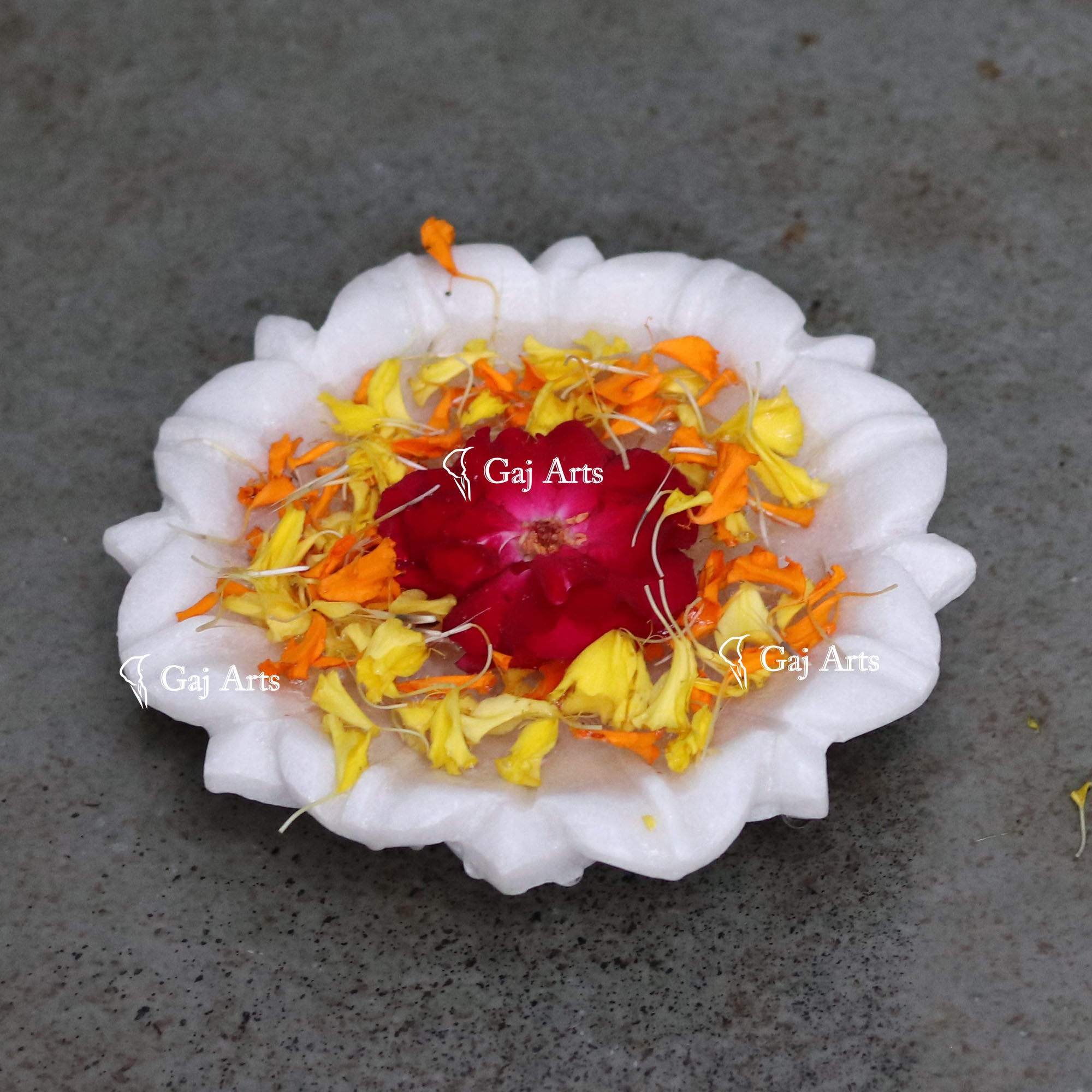 Classic White Marble Flower Bowl | 6 Inch
