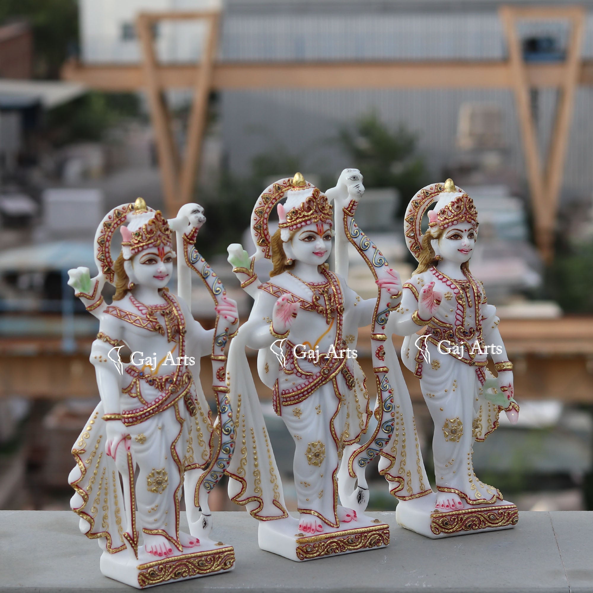White Ethiopia Marble Ram Jodi Idol | 12 Inch