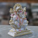 Marble Ganesh Idol with Gold Detailing | 7 Inch
