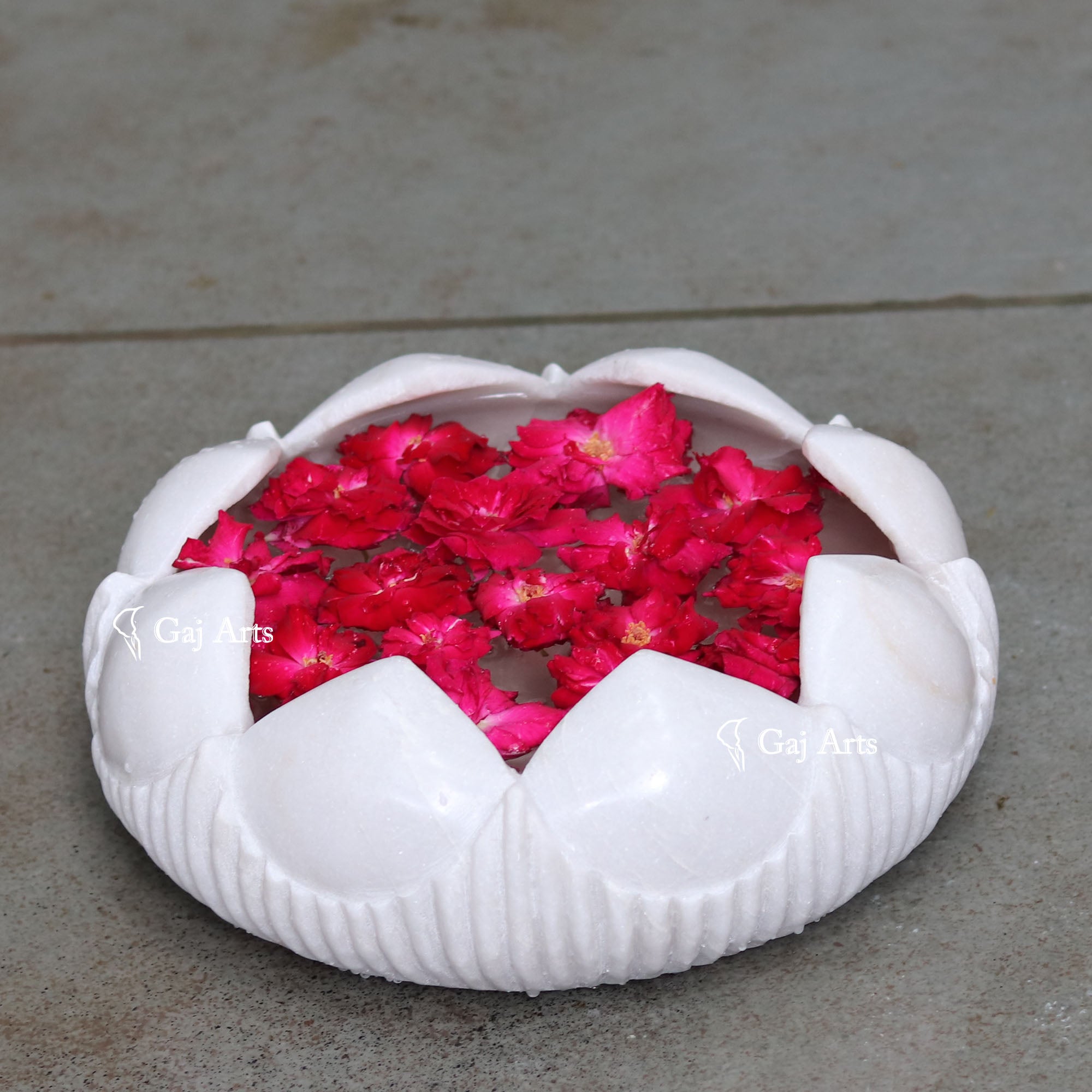 White Marble Flower Bowl | 12 Inch