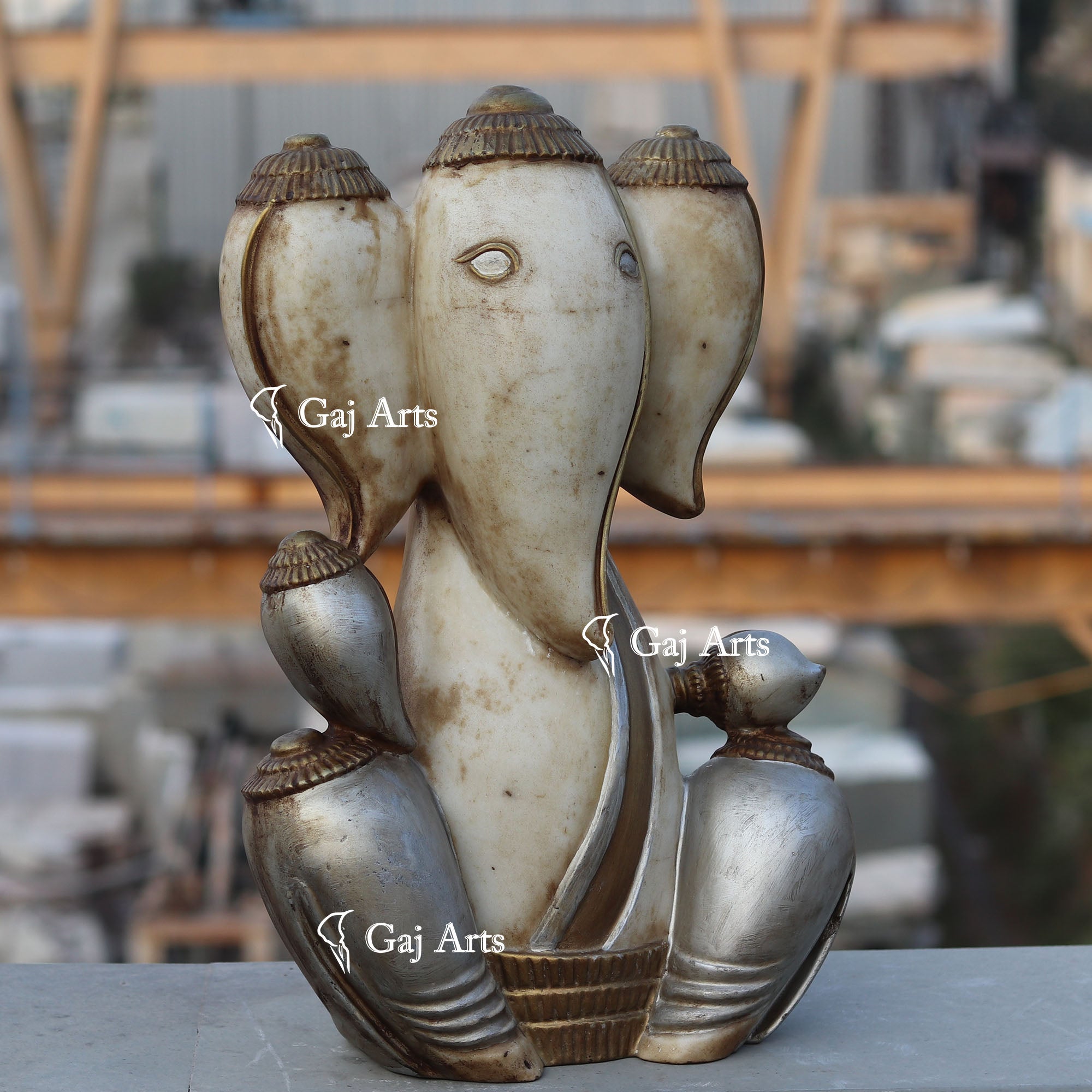 White Marble Modern Ganesha Idol | 18 Inch