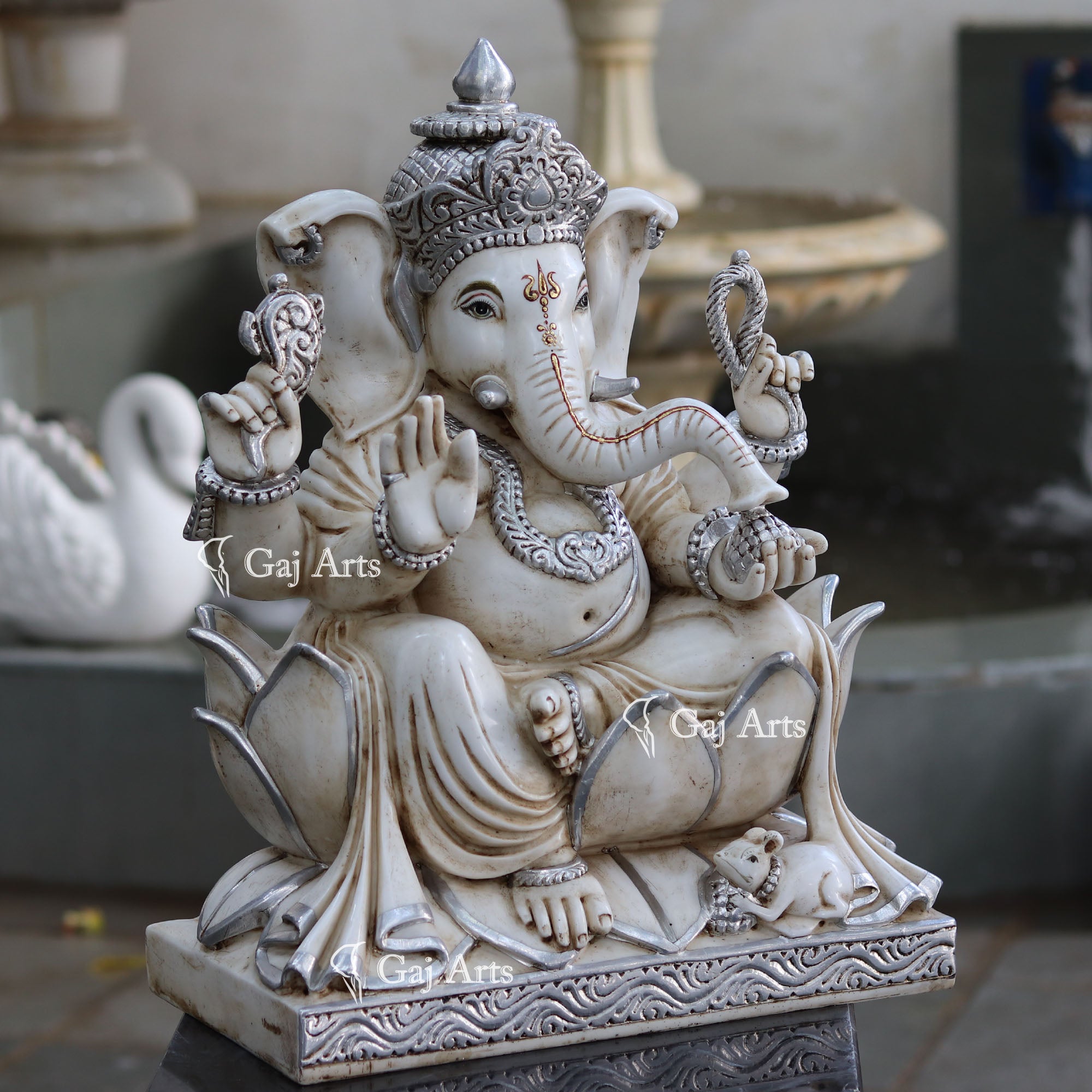 Korean Marble Ganesh Idol | 24 Inch