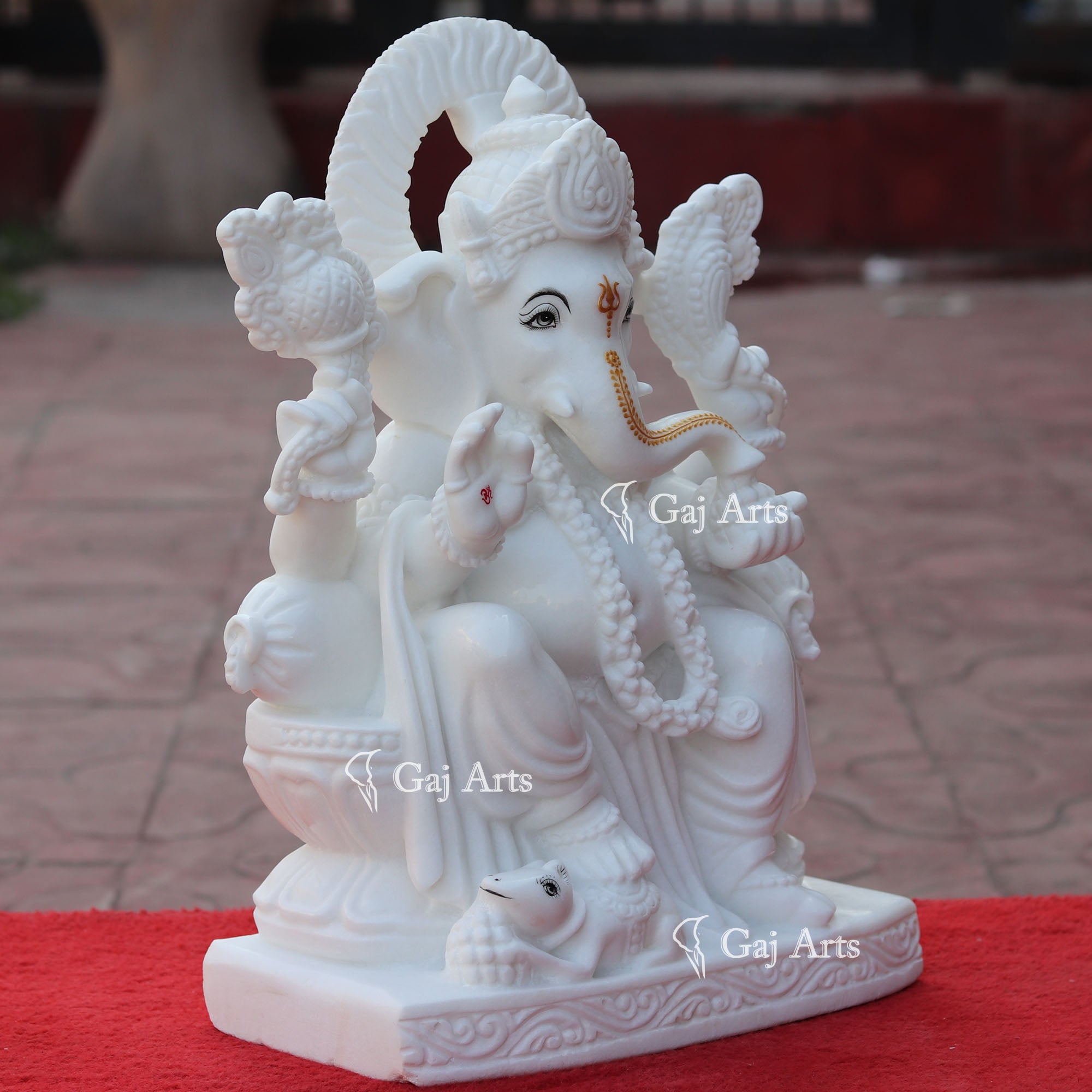 Super White Vietnam Marble Ganesh Murti | 18 Inch