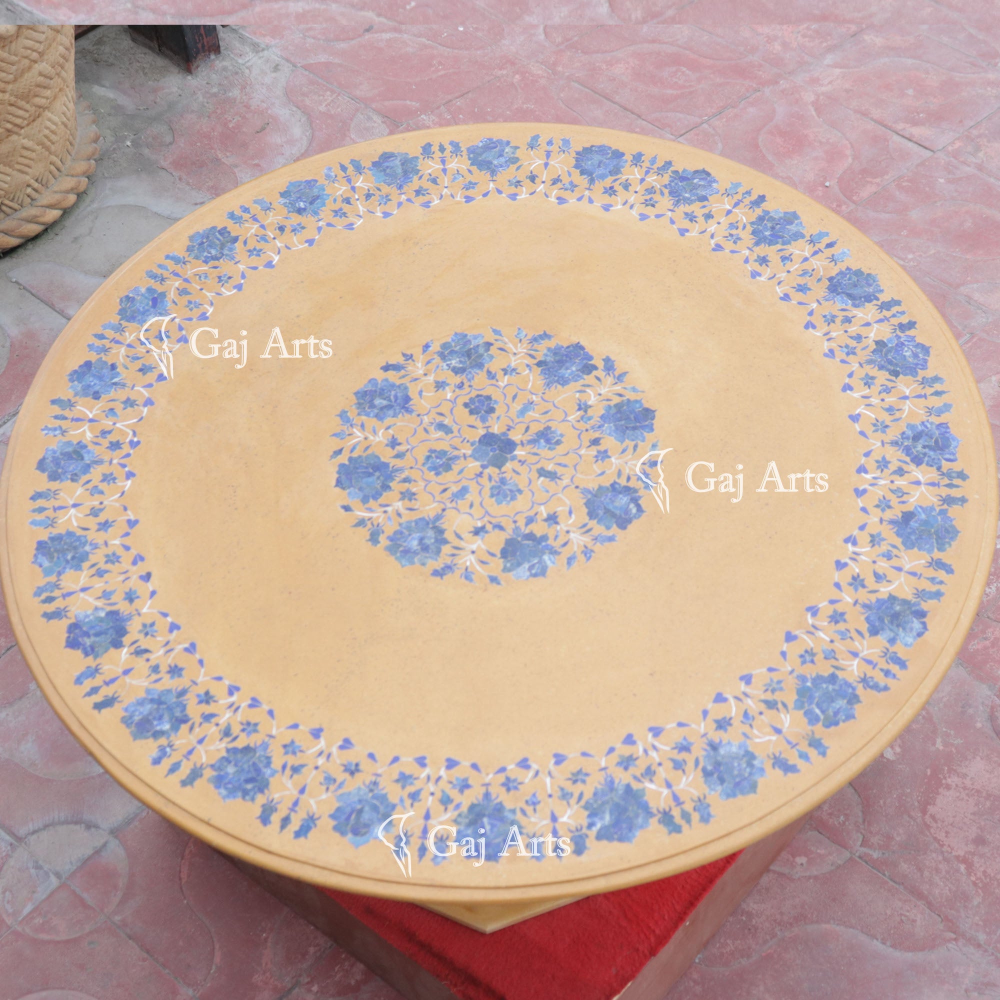 Jaisalmer Marble Inlay Table Top | 36 Inch