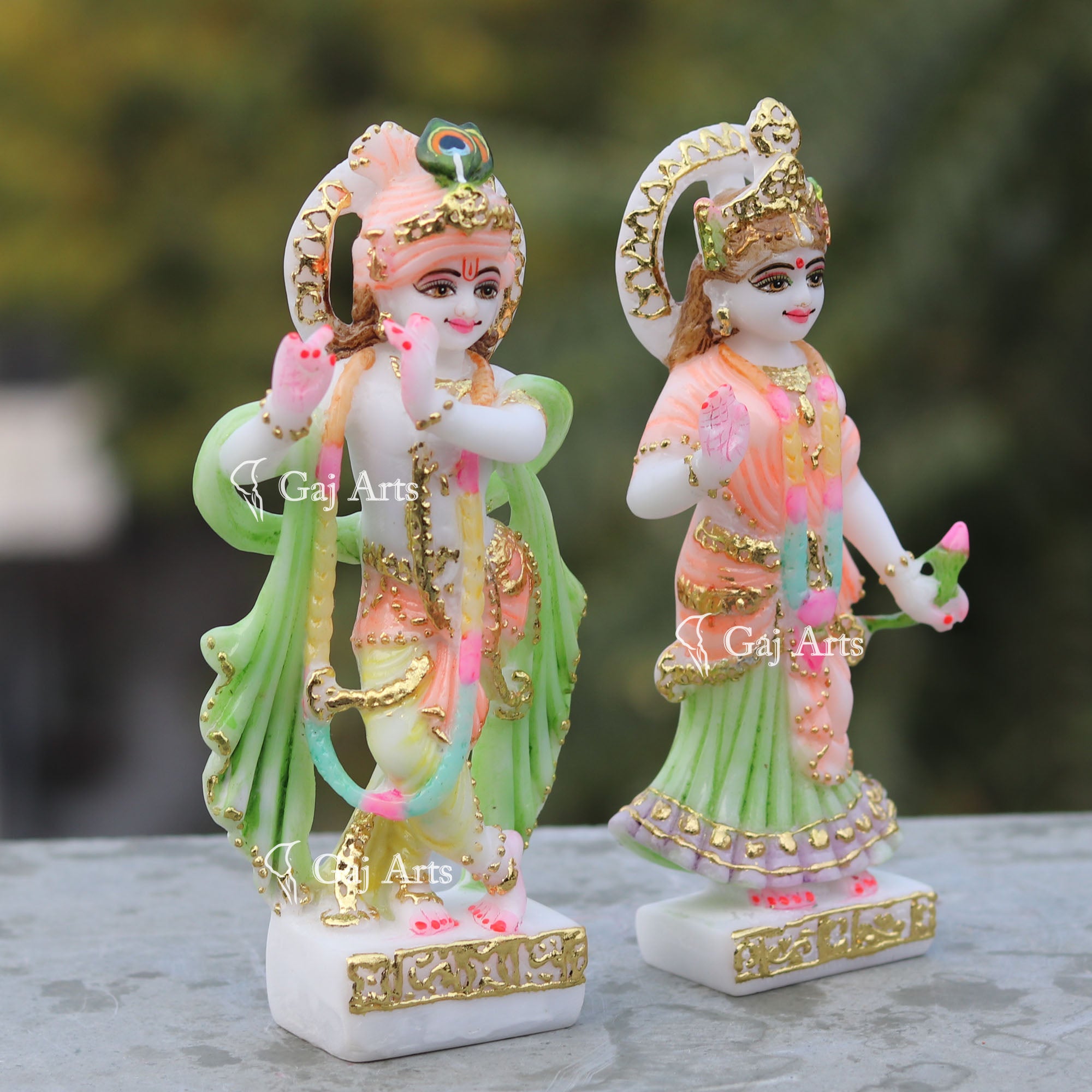 Colourful Standing Radha Krishna Idol | 7 Inch