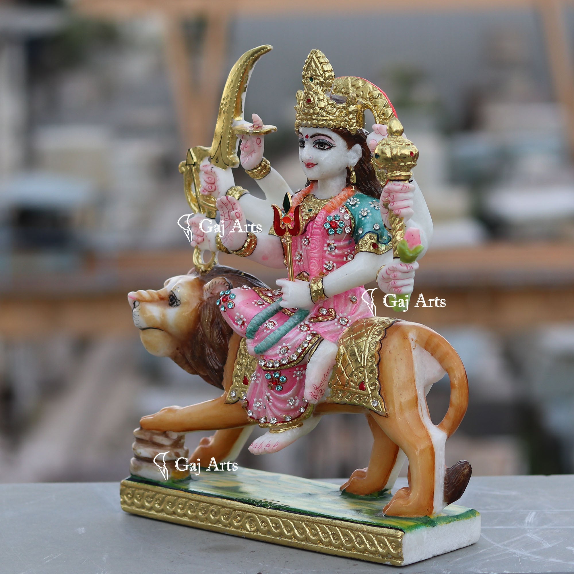 White Marble Durga Maa Statue | 12 Inch