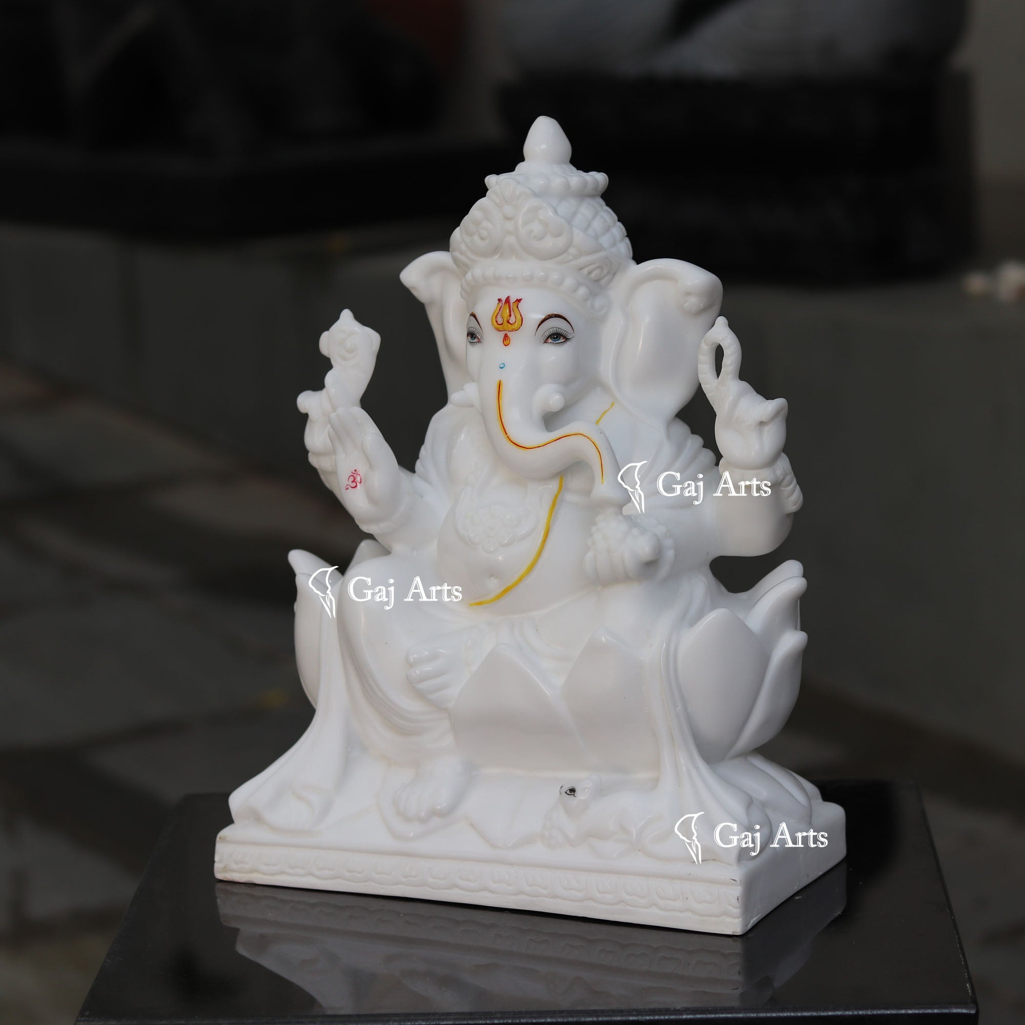 White Marble Ethiopia Ganesh Idol | 15 Inch