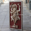 White Antique Finish Marble Dancing Ganpati Wall Panel | 60 Inch