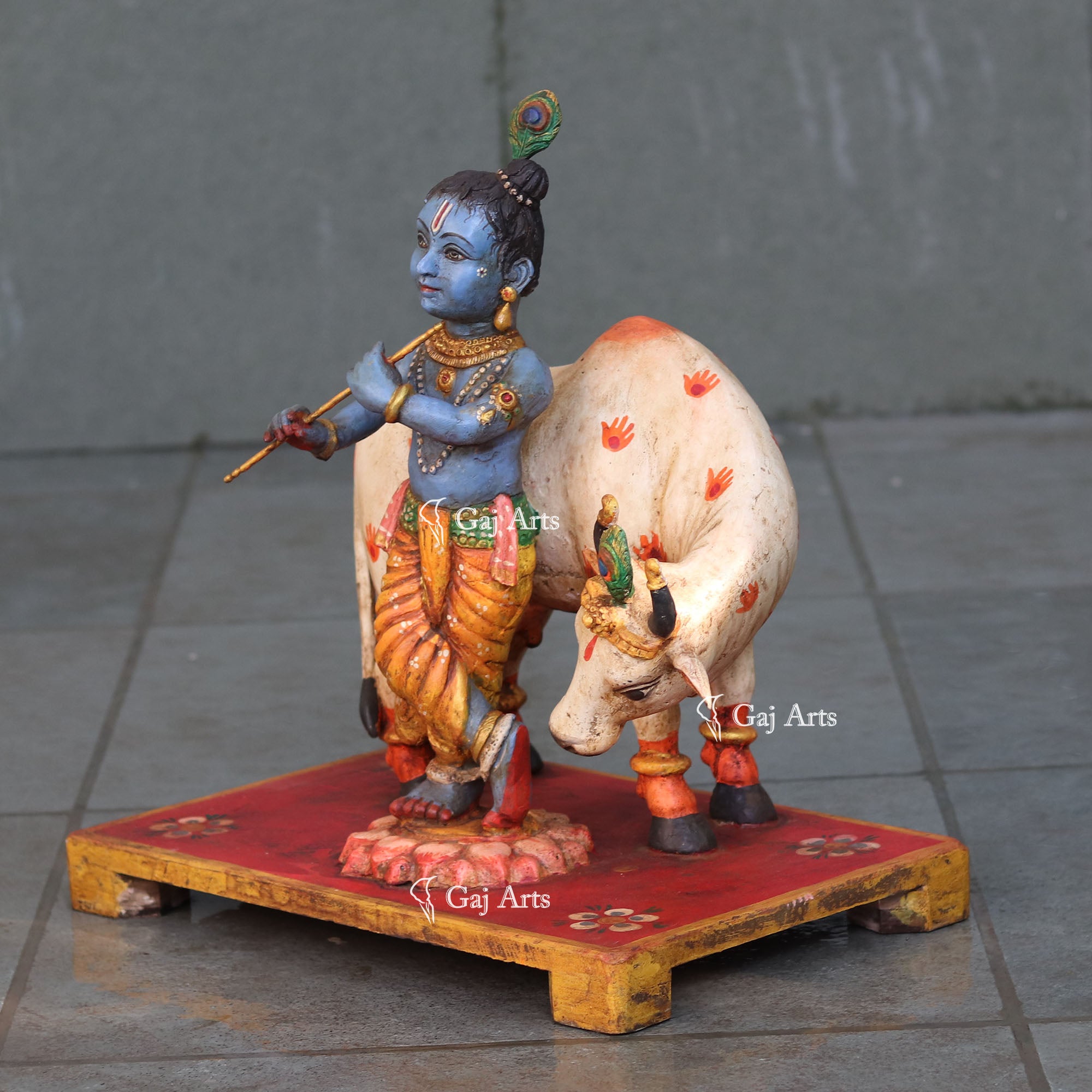 Wooden Go Gopal Statue | 21 Inch