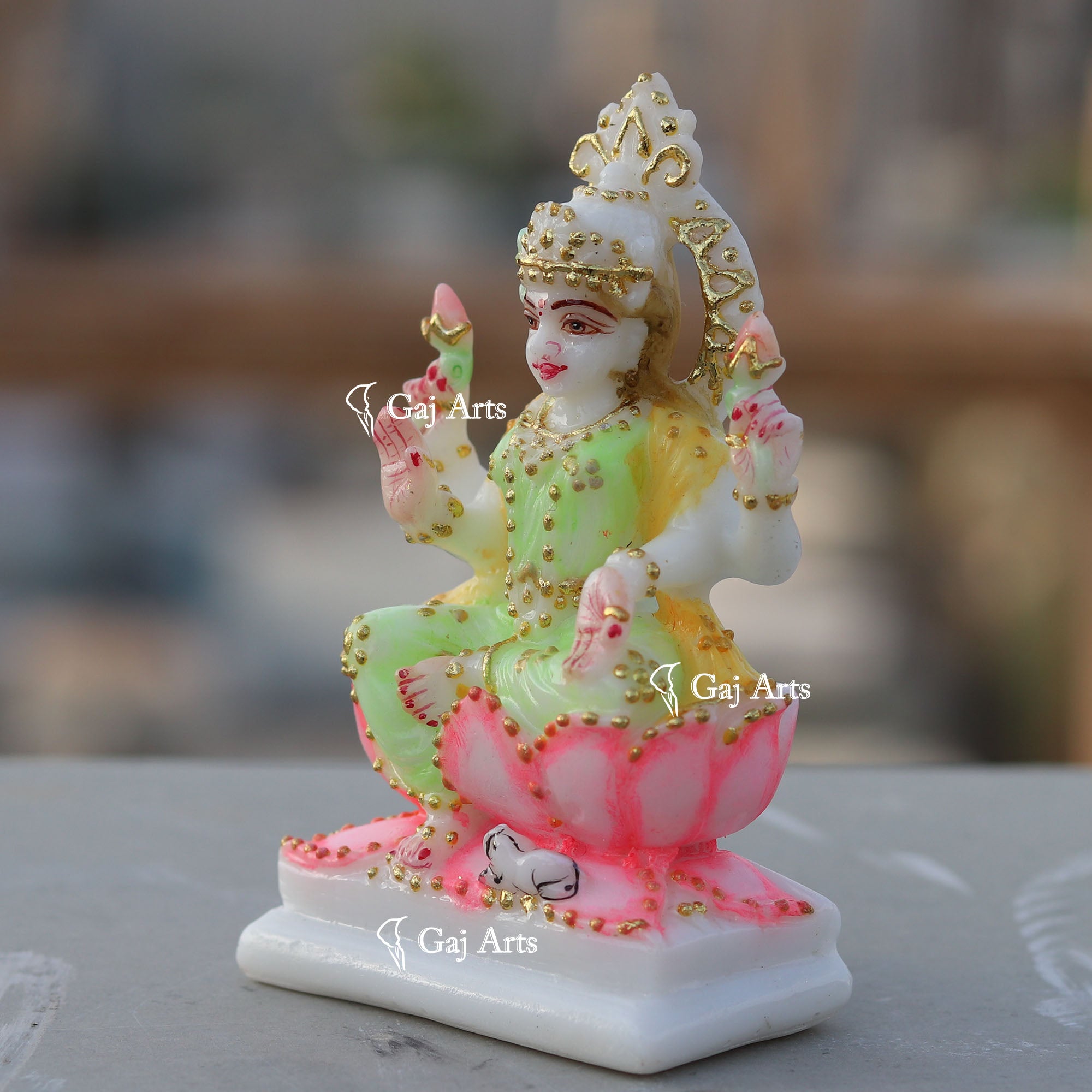 White Marble Ethiopia Lakshmi Mata Idol | 4 Inch