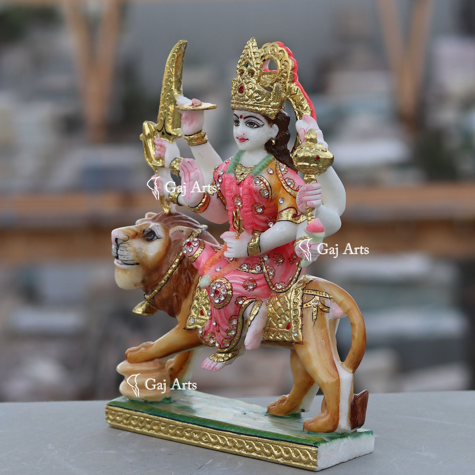 White Marble Durga Maa Statue | 12 Inch