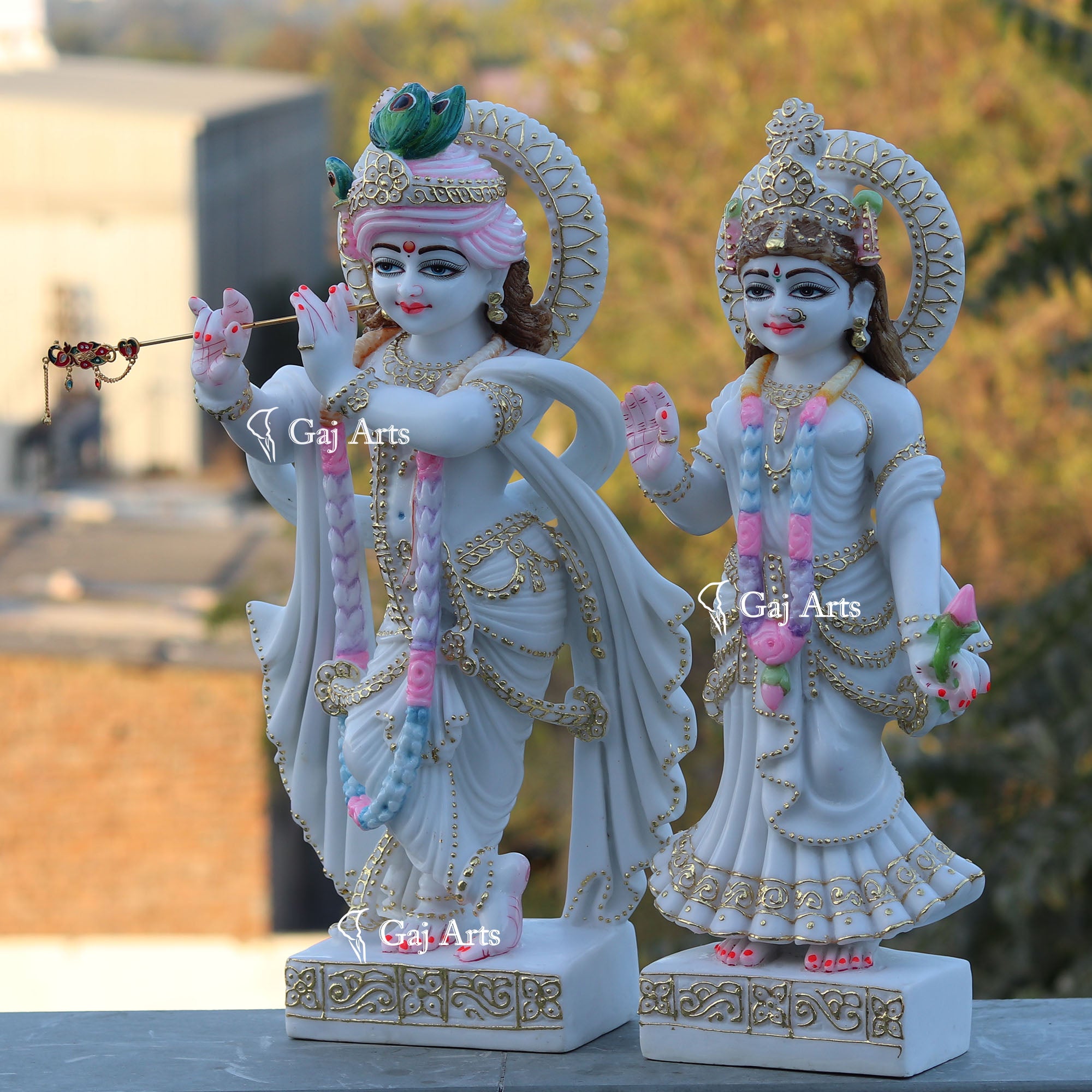 White Marble Ethiopia Radha Krishna Murti | 24 Inch