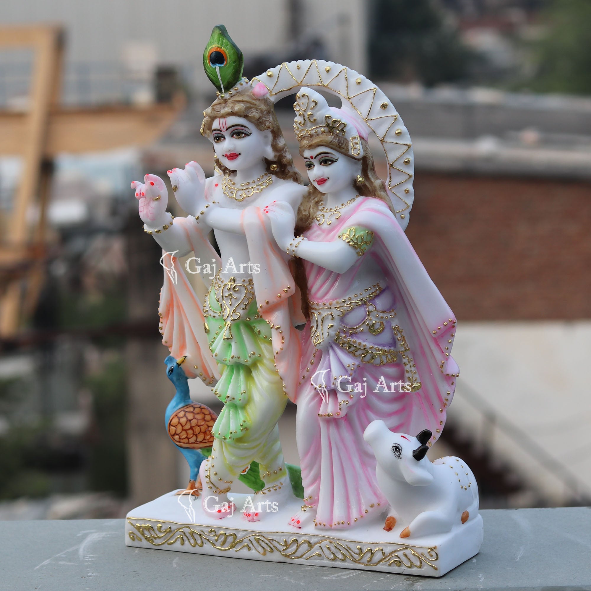 White Marble Ethiopia Radha Krishna Jodi Murti | 18 Inch