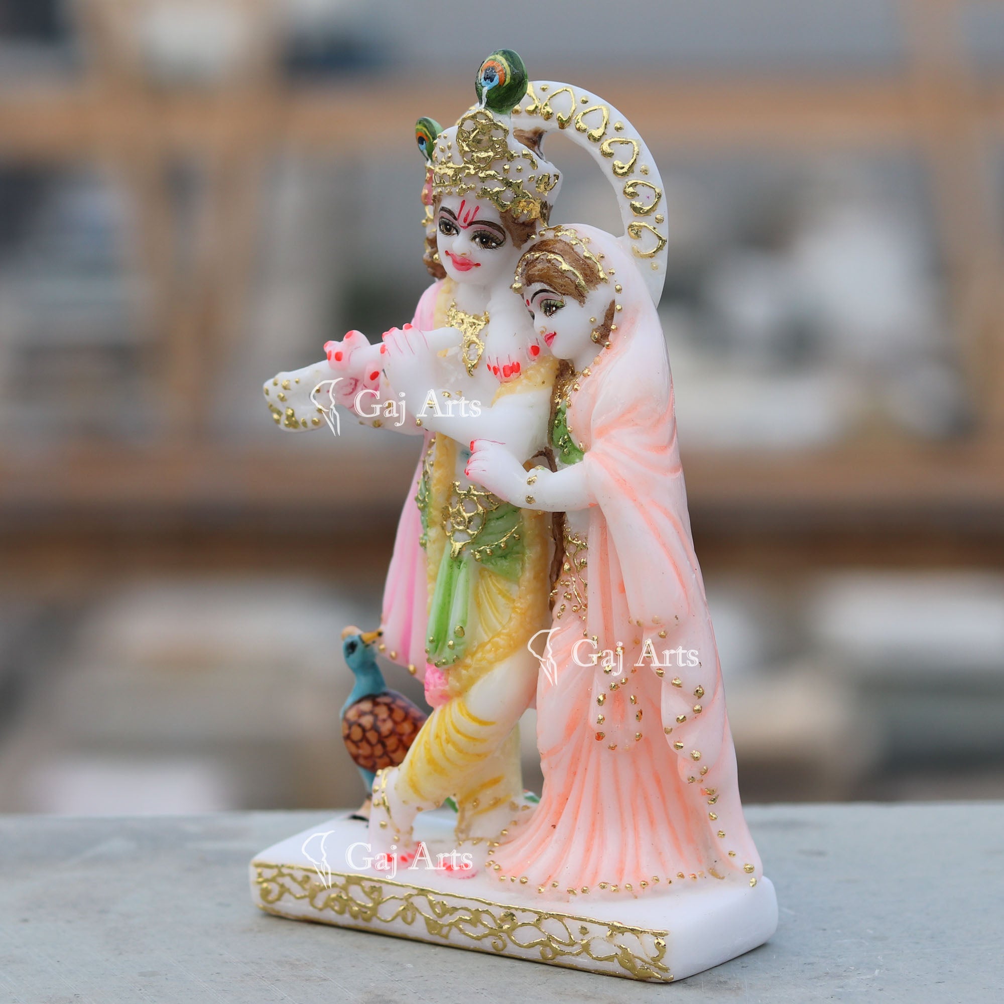 White Marble Radha Krishna Murti | 7 Inch