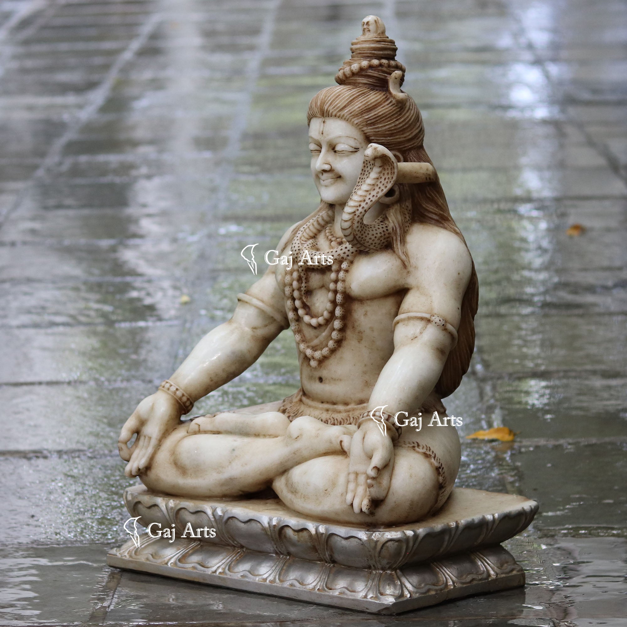 White antique finishing Marble Shiva Statue | 30 Inch