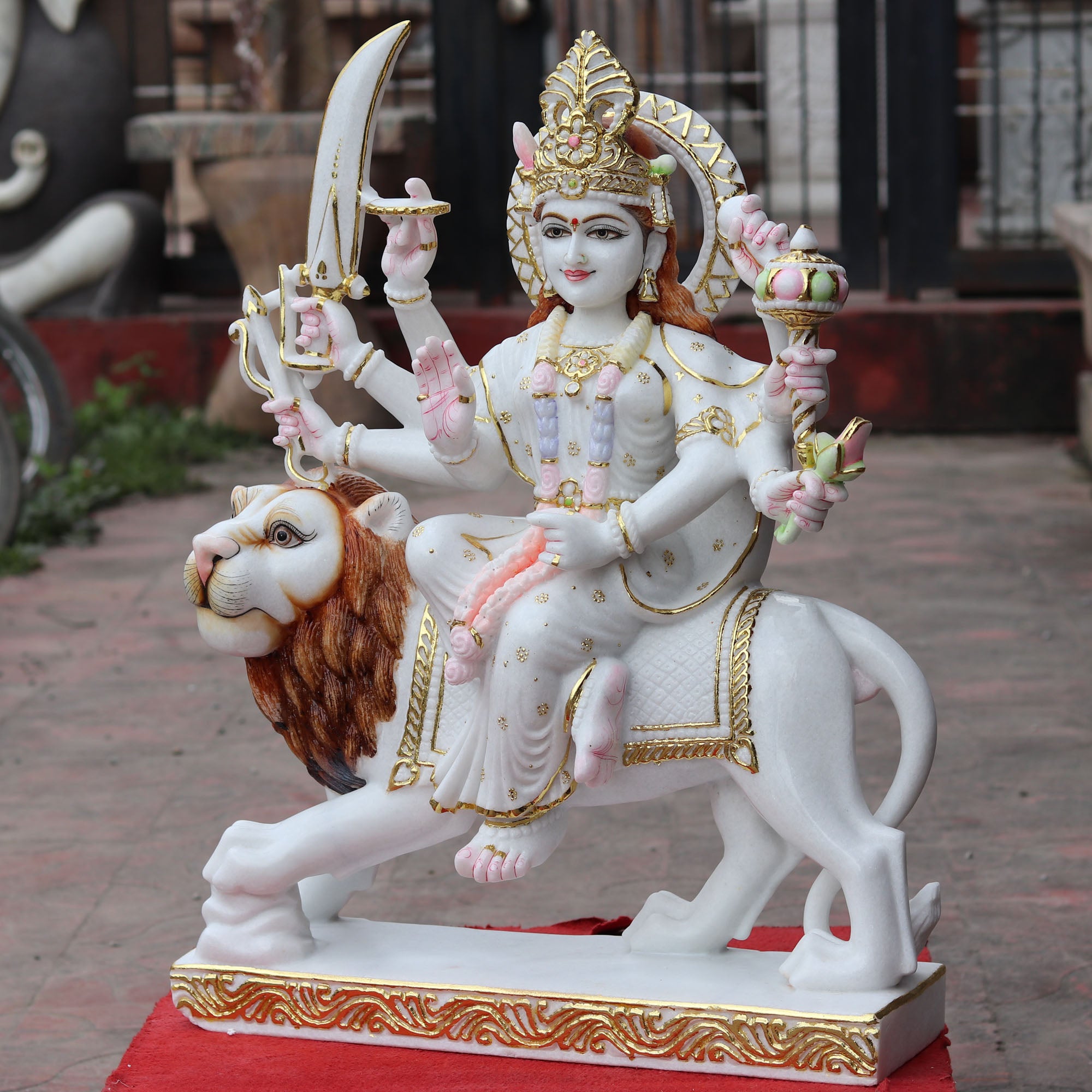 Makrana Marble Durga Mata Idol | 30 Inch