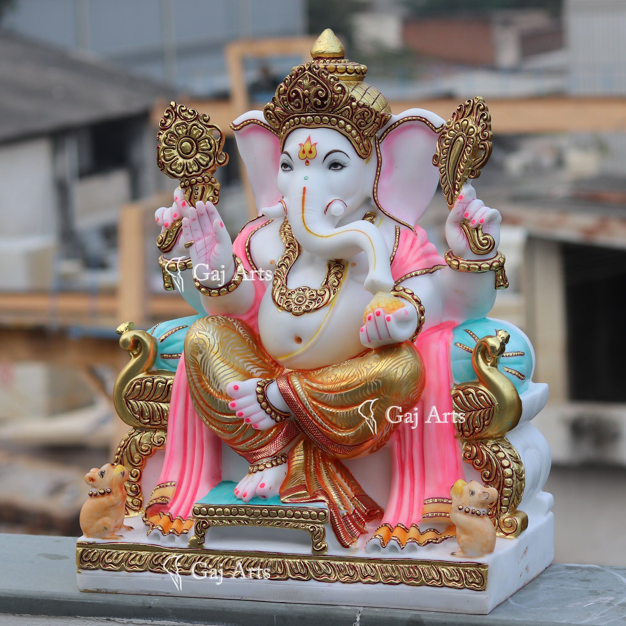 White Marble Ethiopia Ganesh Idol | 24 Inch