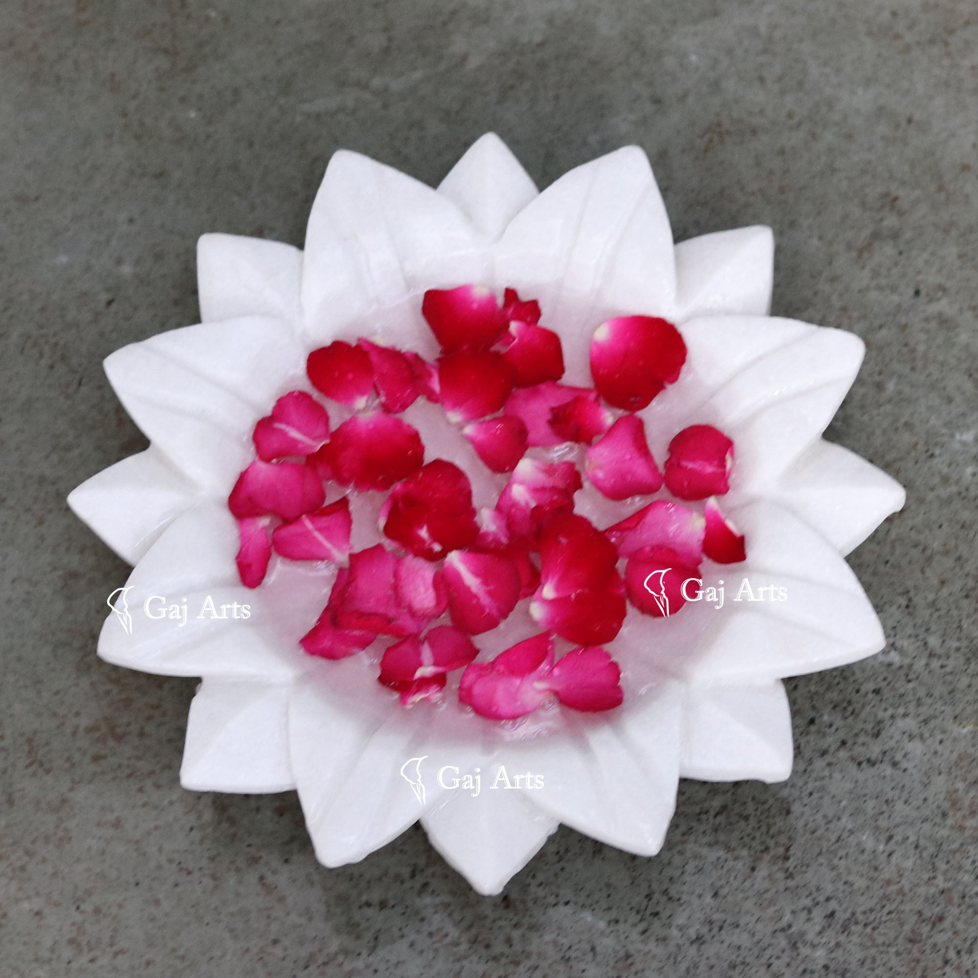 White Marble Floral Display Bowl | 8 Inch