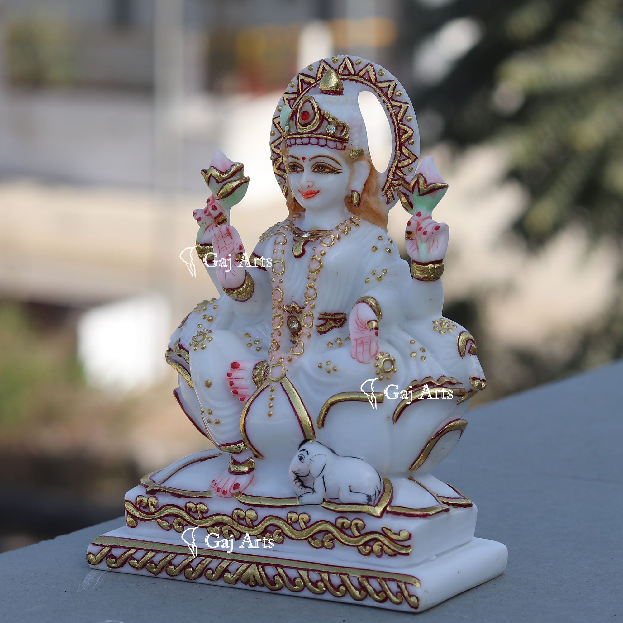 White Marble Lakshmi Mata Statue | 7 Inch