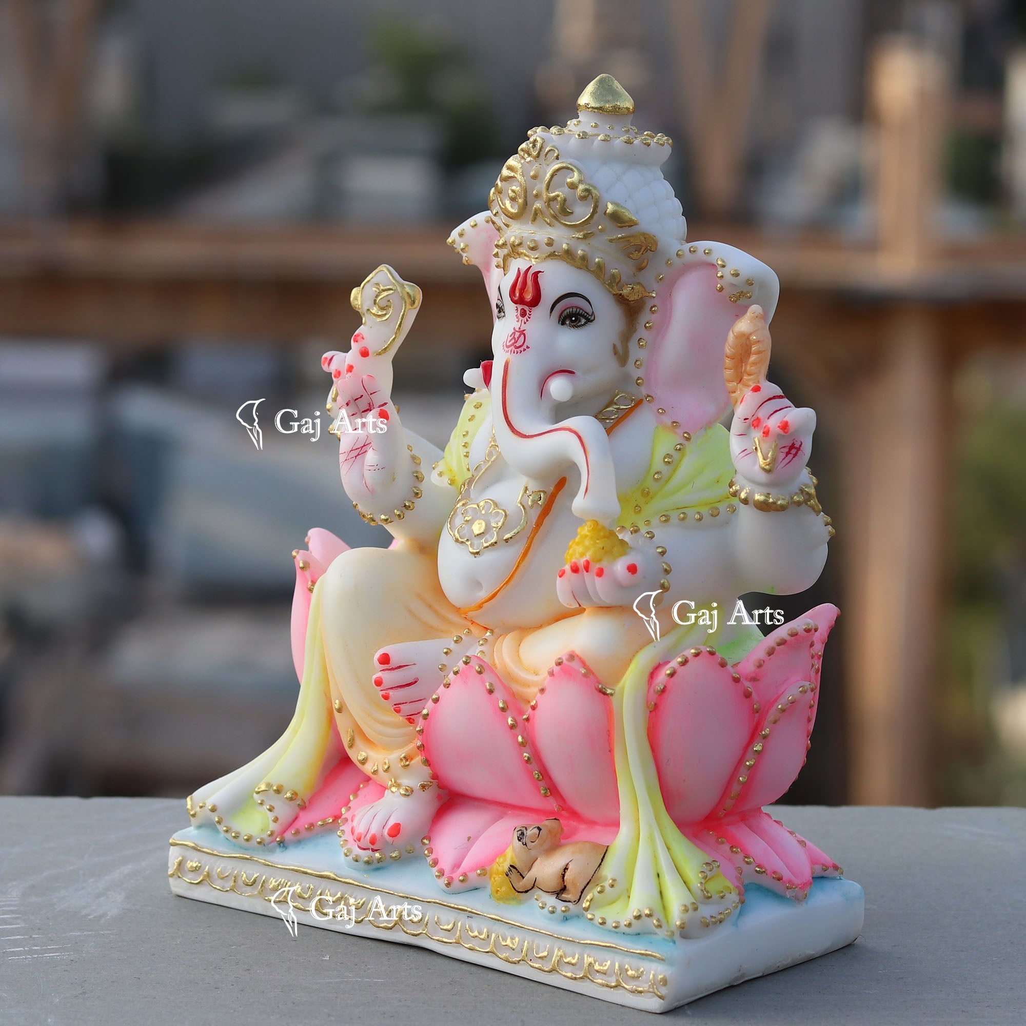 White Marble  Ethiopia Ganesh Murti | 9 Inch