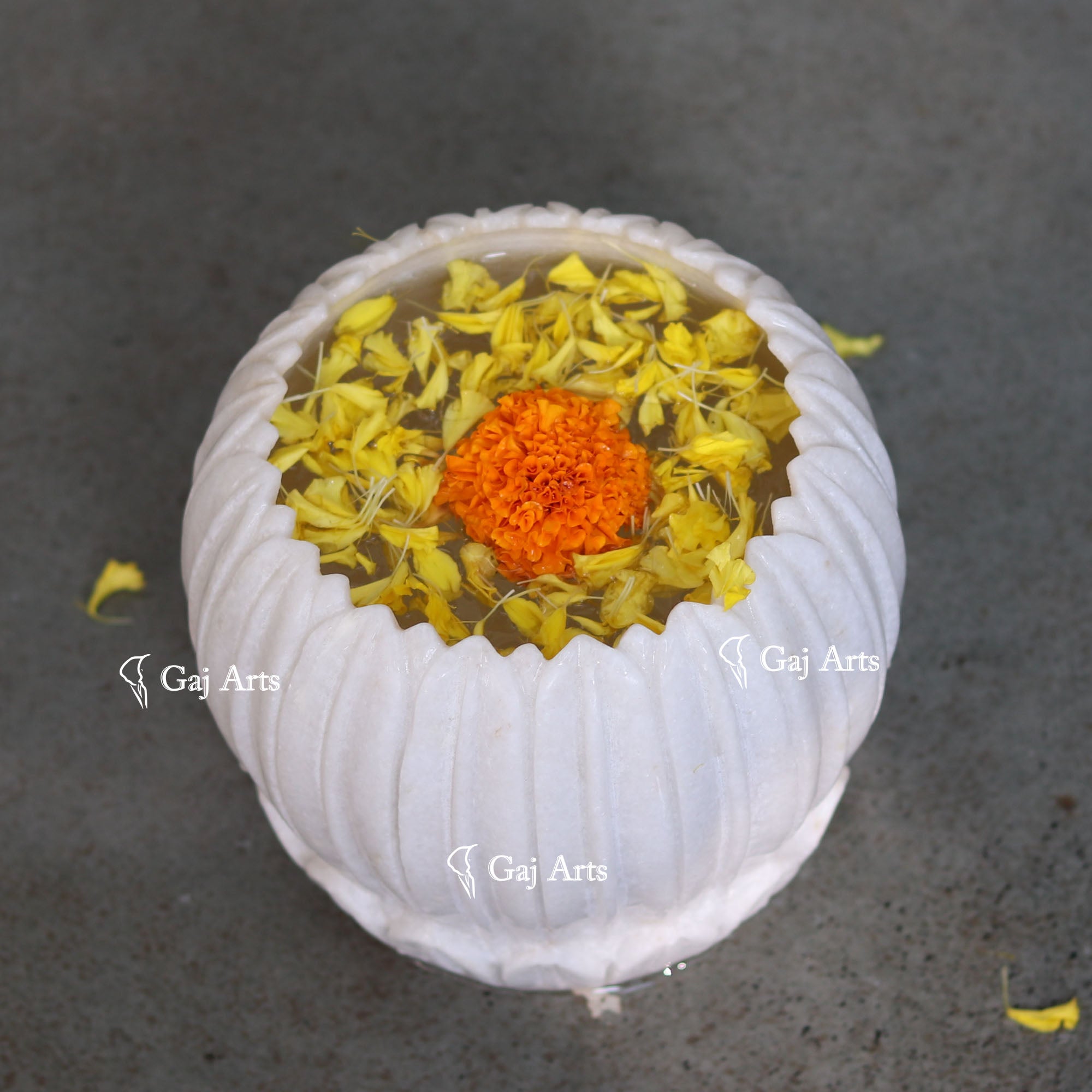 White Marble Artisan Floral Bowl | 6 Inch