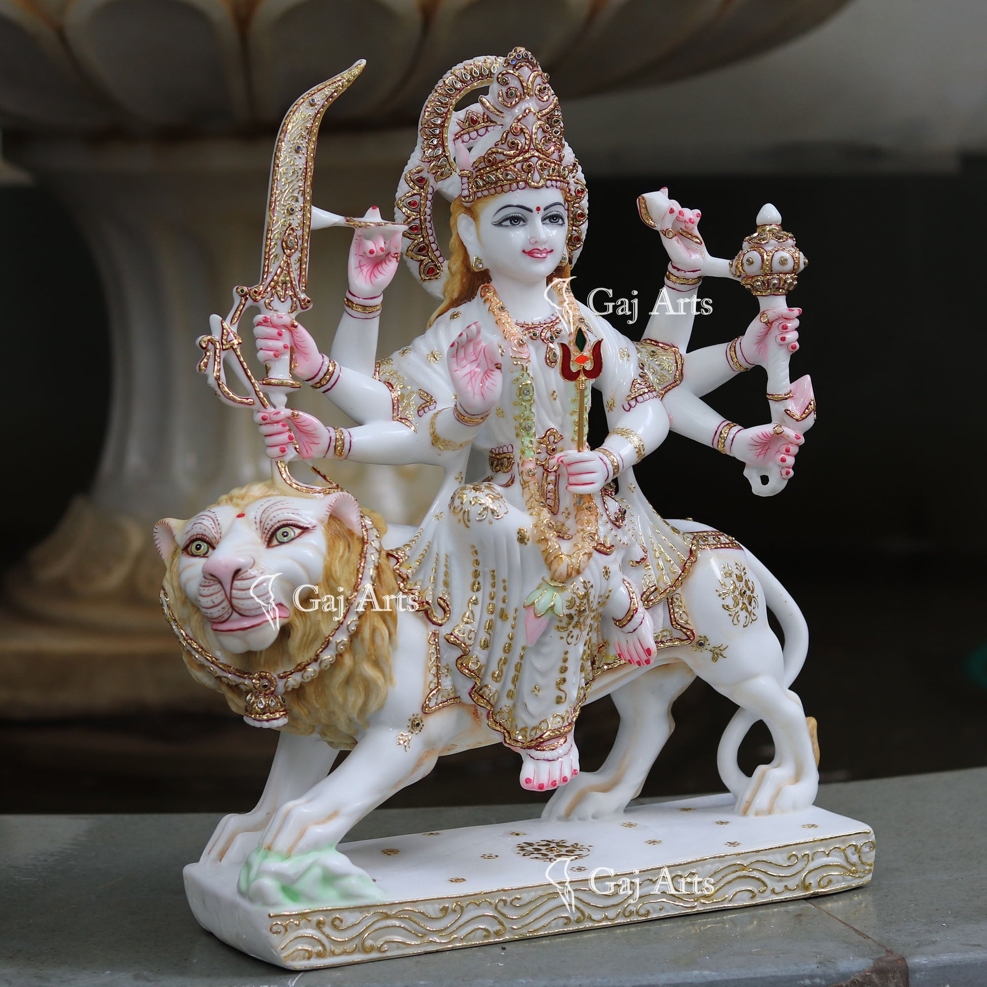 Marble Durga Mata Idol | 18 Inch