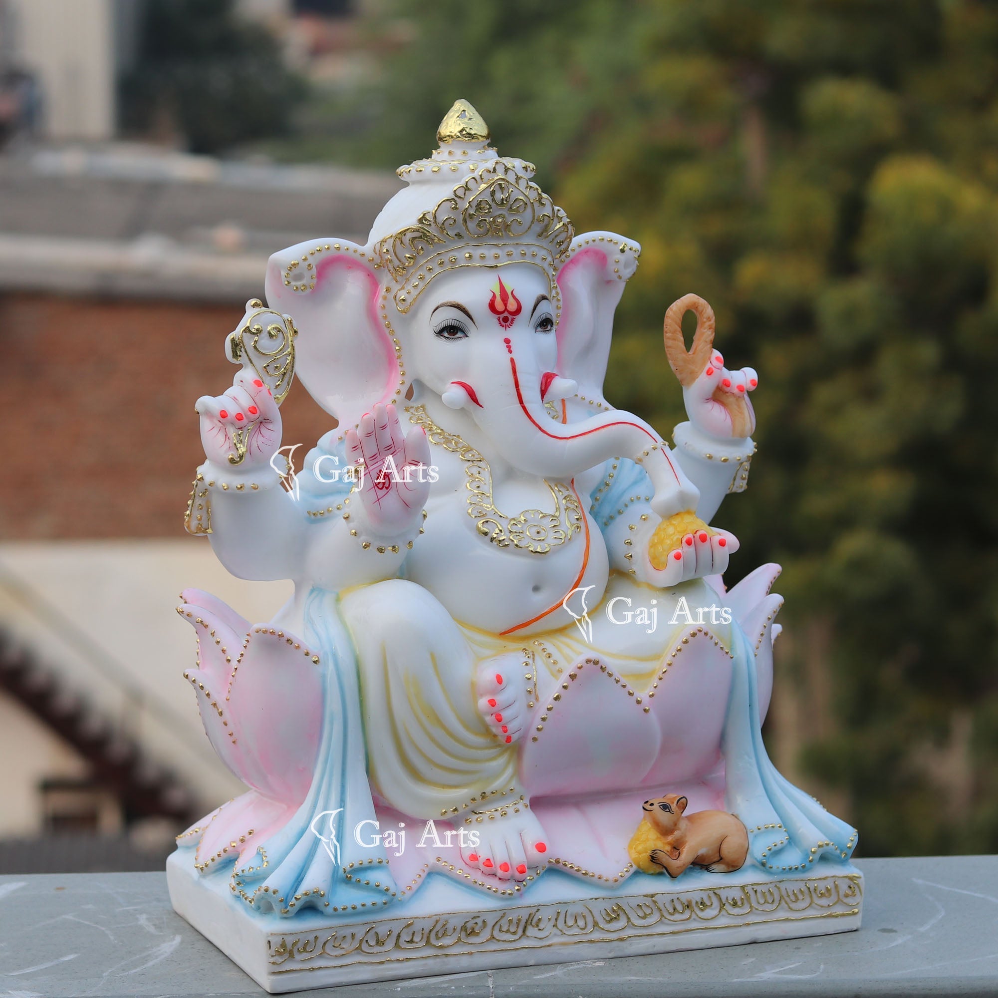 White Marble Ethiopia Ganesh Idol | 18 Inch