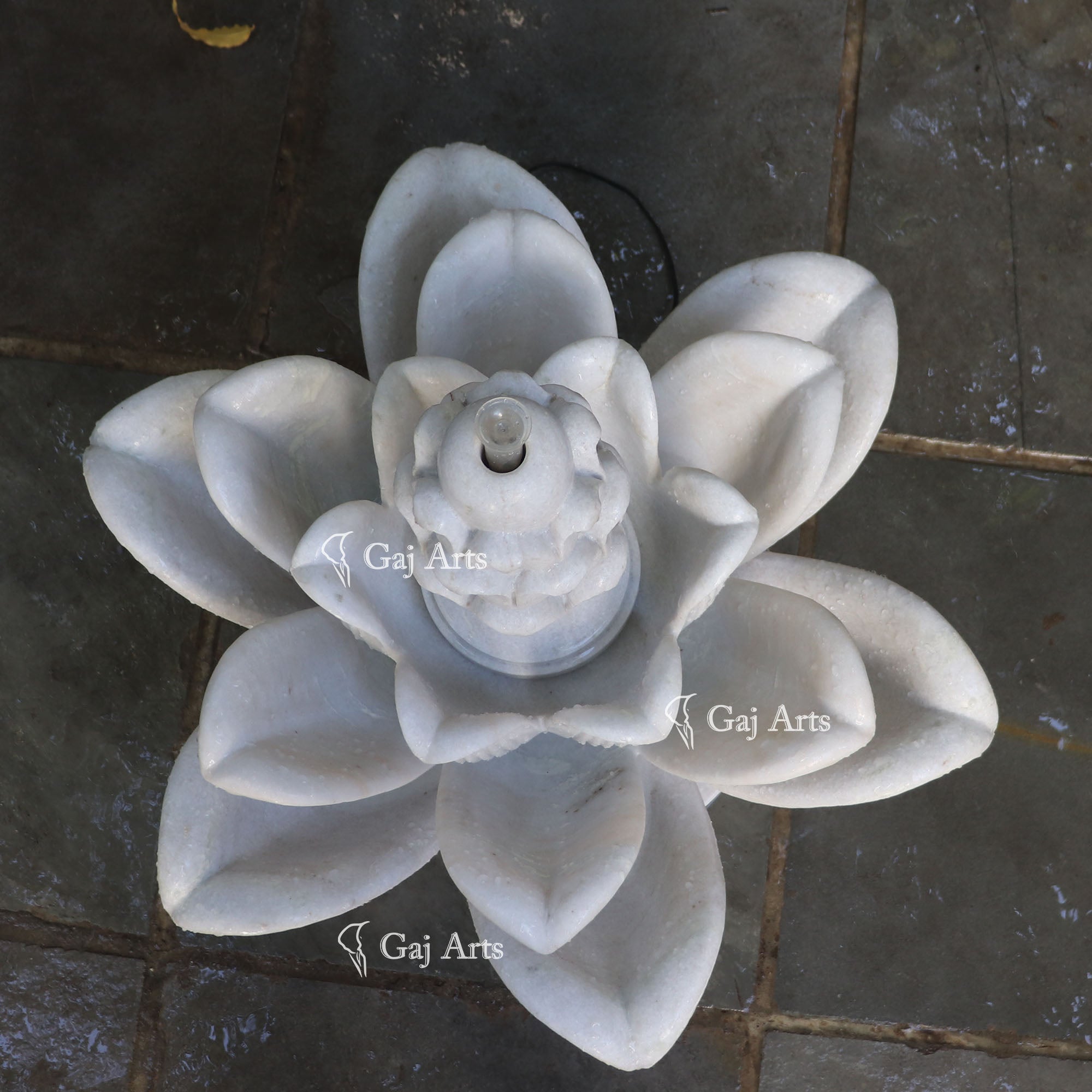 White Marble Tiered Floral Fountain | 30 Inch