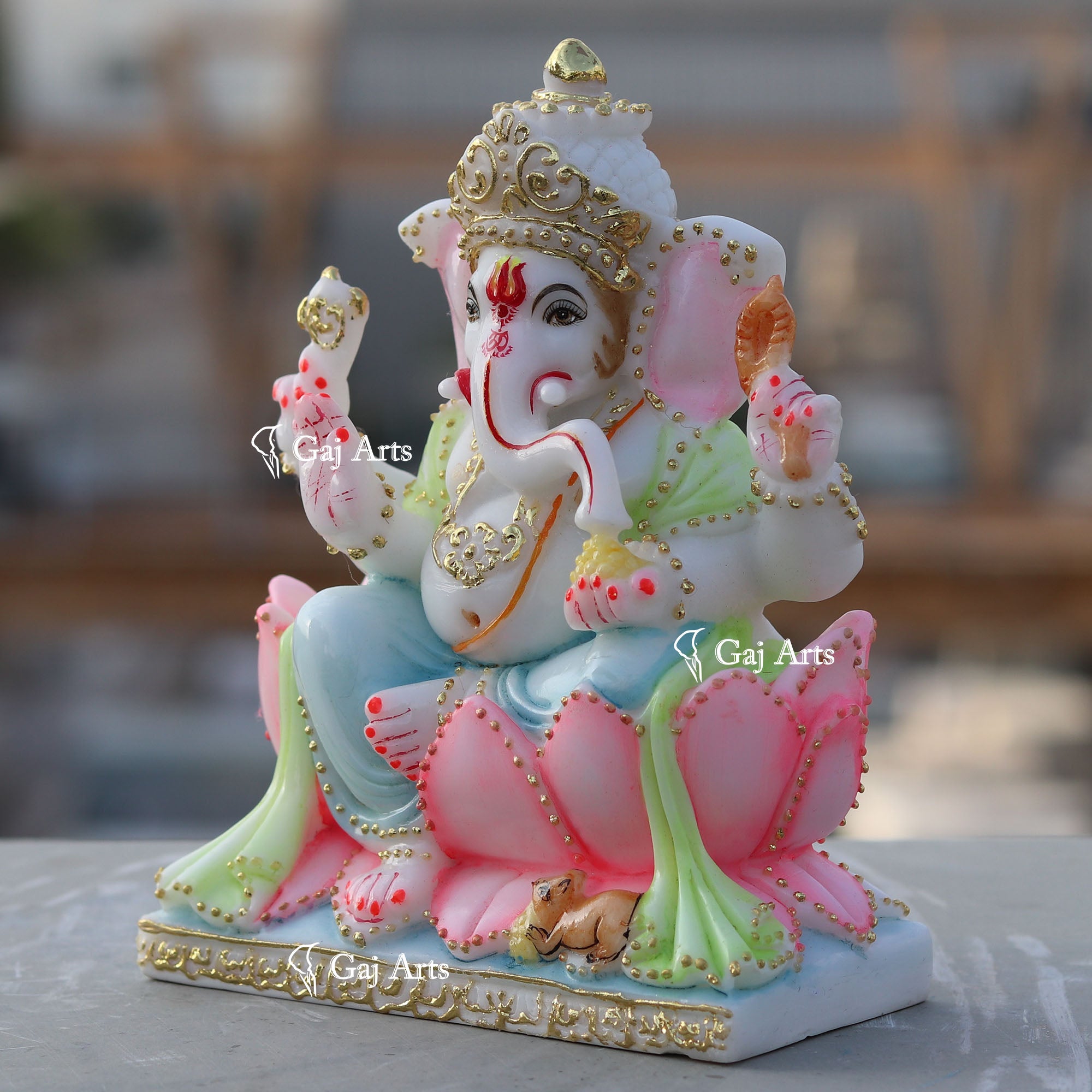 White Marble  Ethiopia Ganesh Murti | 7Inch