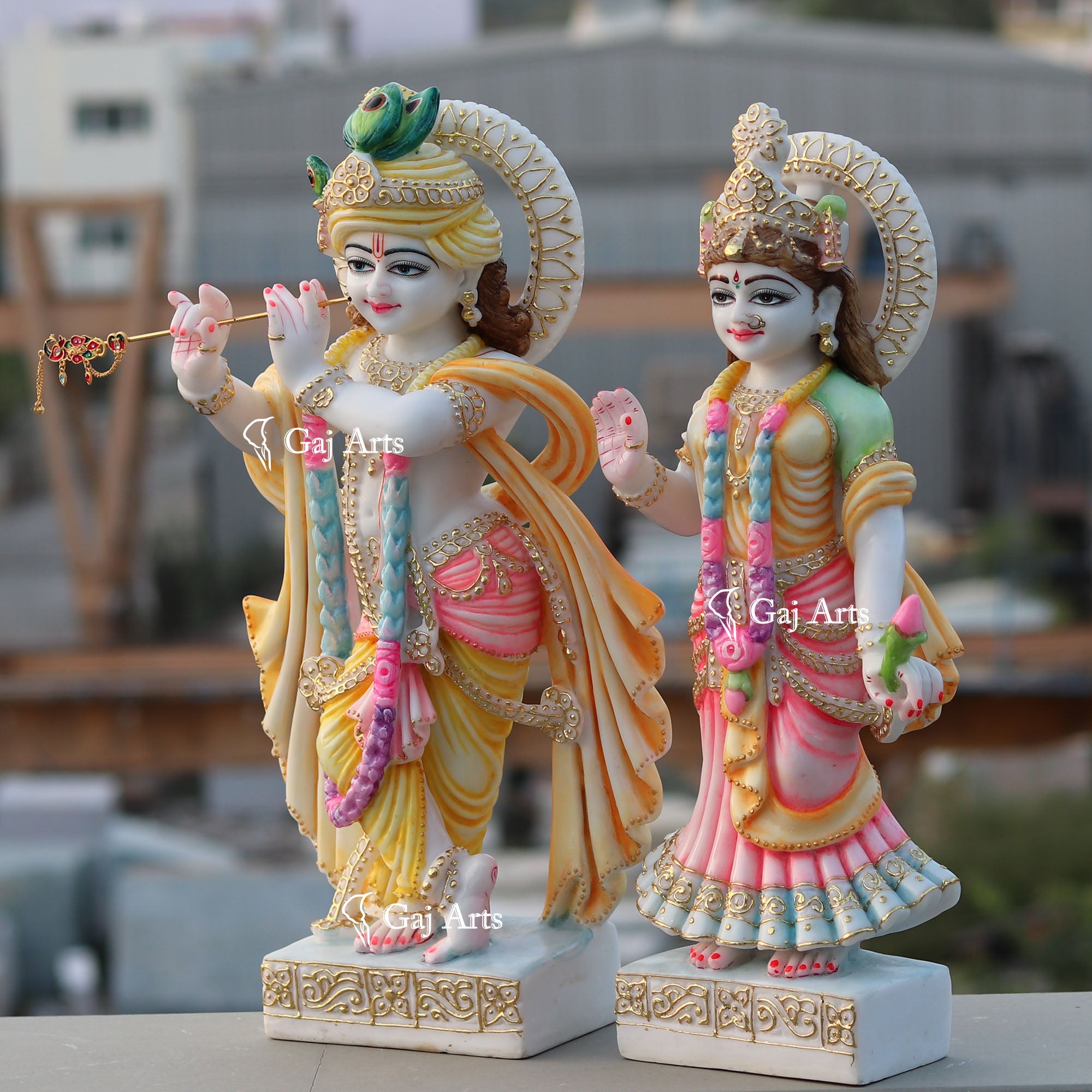 White Marble Ethiopia Radha Krishna Idol | 24 Inch
