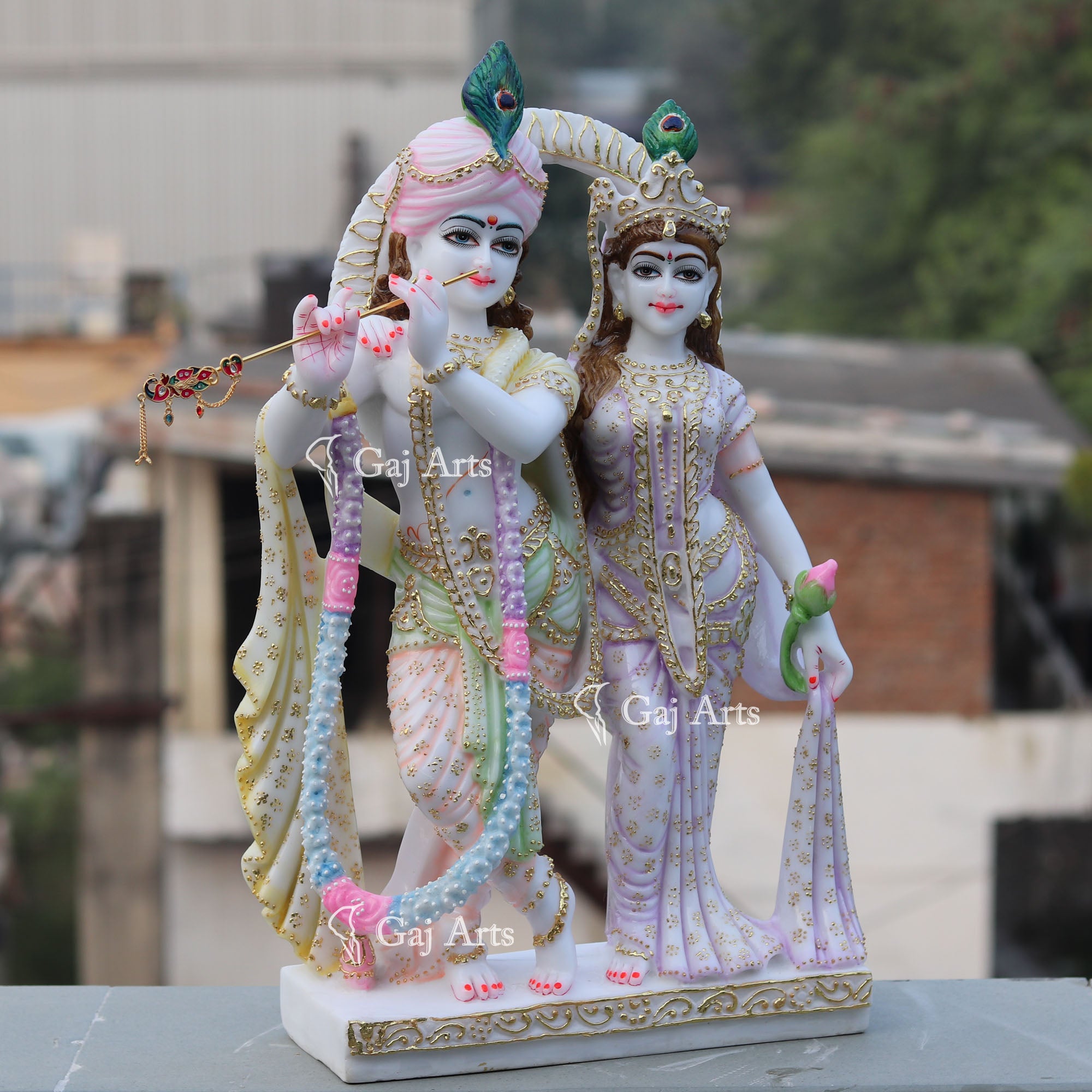 White Marble Ethiopia Radha Krishna Jodi Murti | 24 Inch
