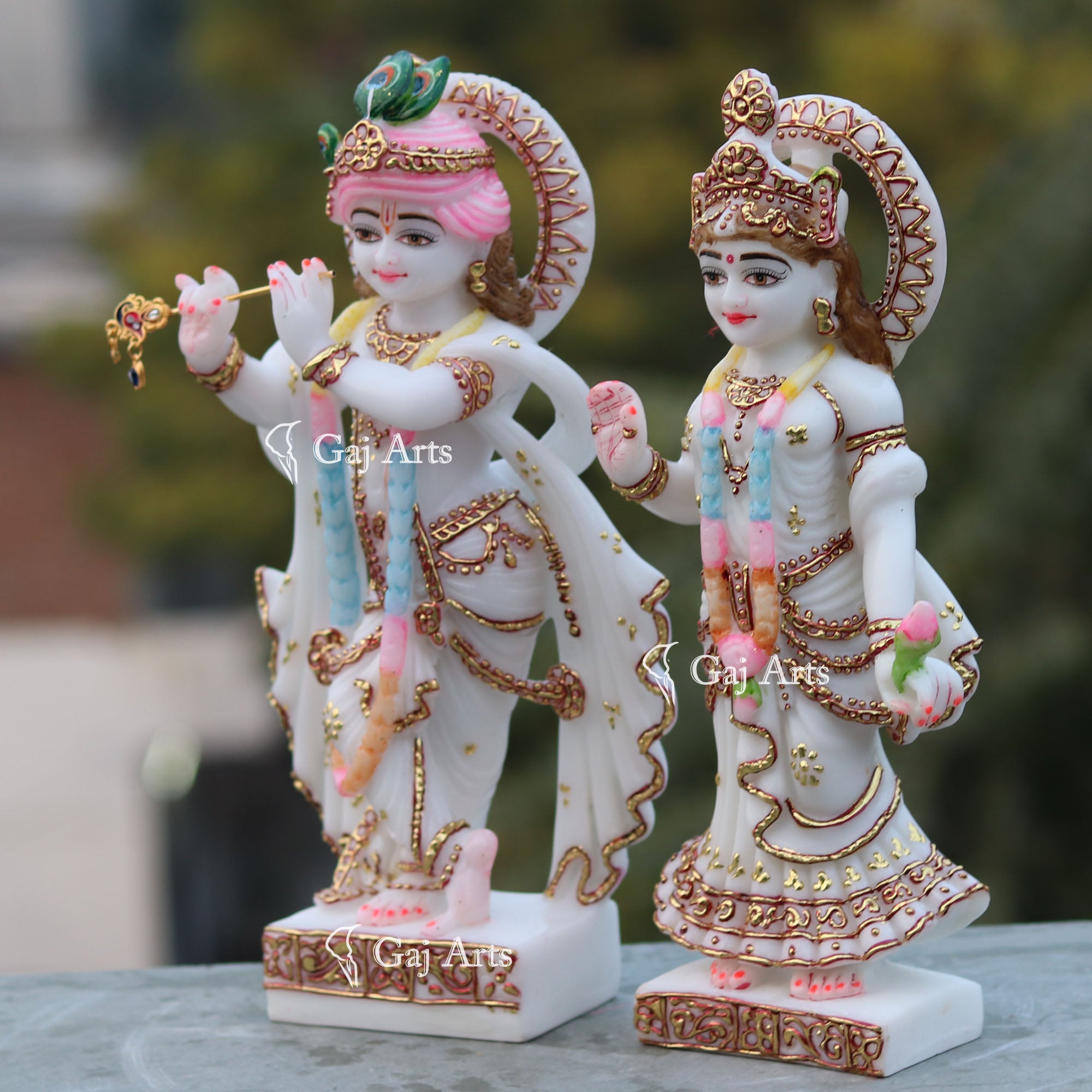 White Marble Radha Krishna Jodi | 12 Inch