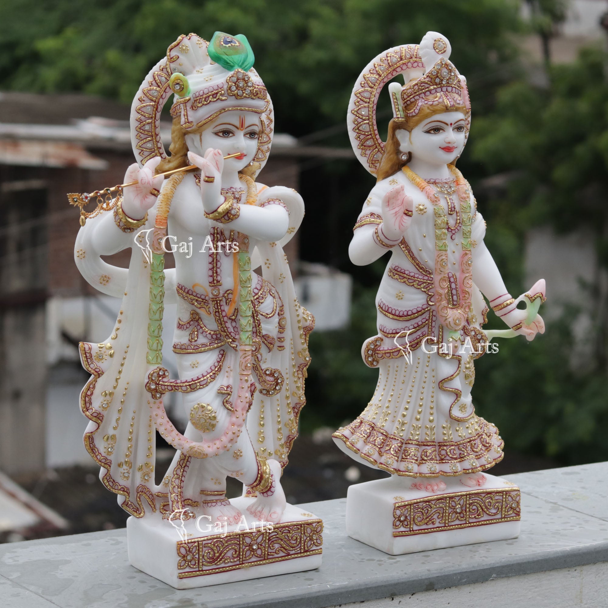 Natural Marble Radha Krishna Idol | 18 Inch