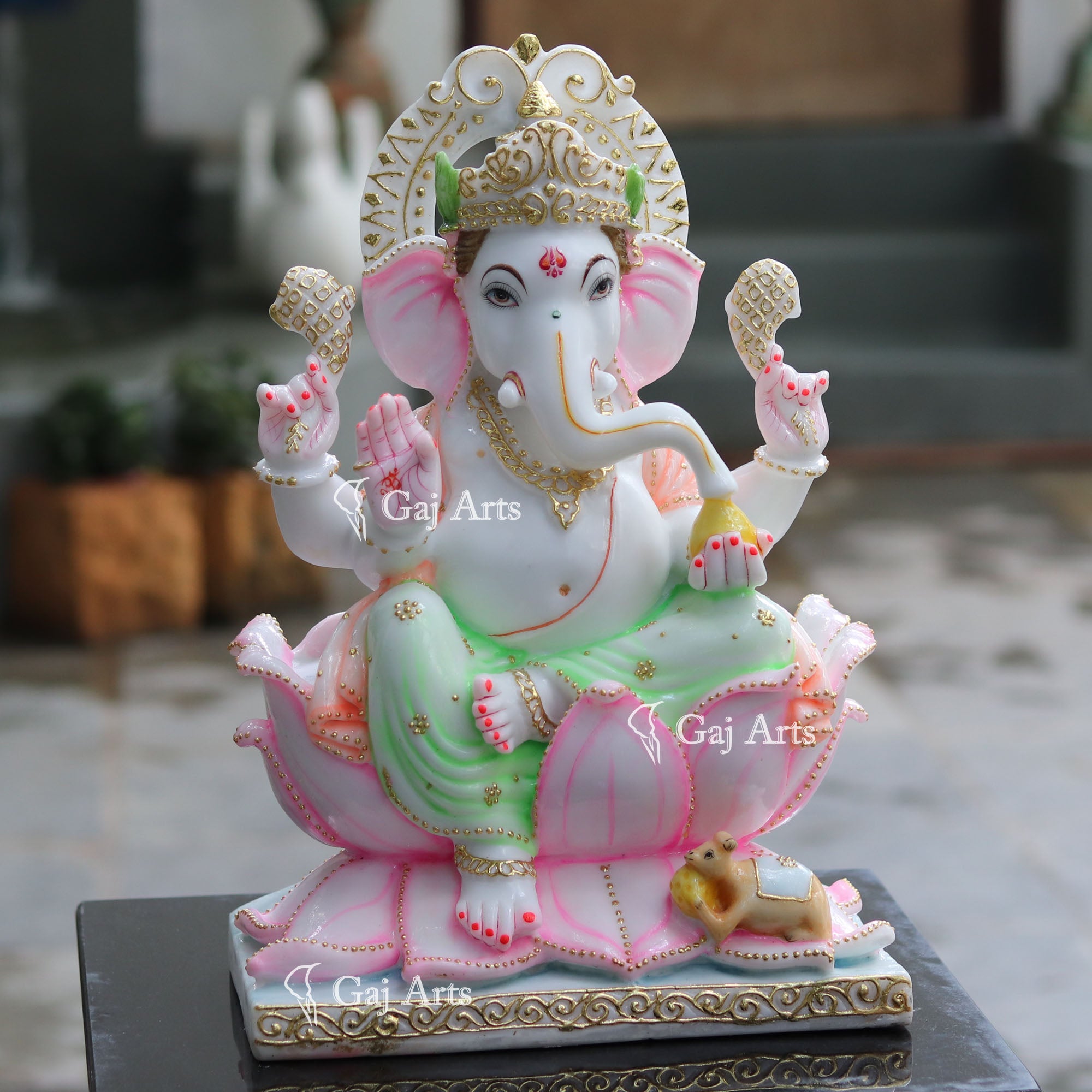 White Marble Ethiopia Ganesh Idol | 18 Inch