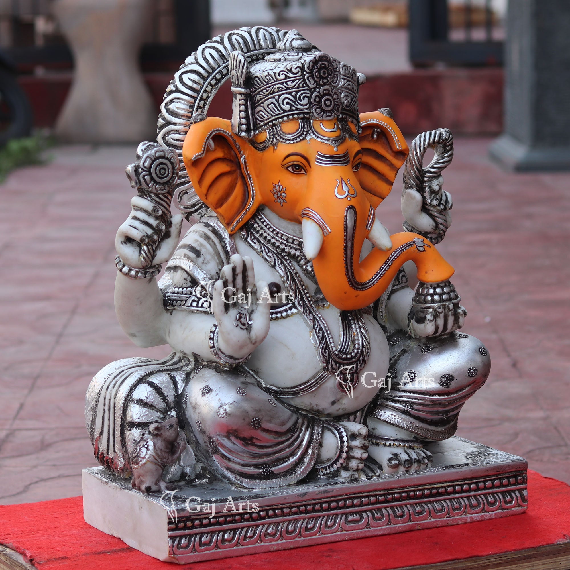 White Makrana Marble Ganesh Idol | 24 Inch