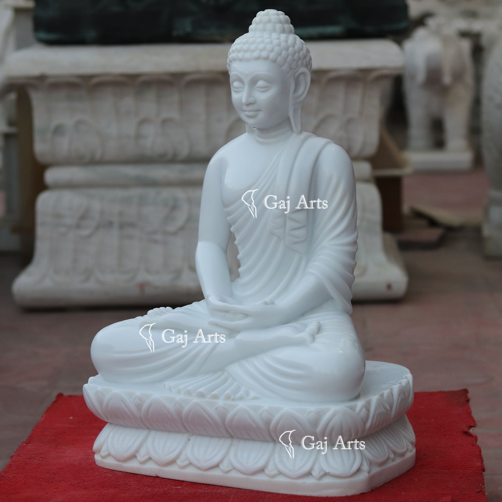 White Marble Buddha Idol | 24 Inch