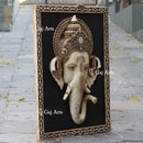 White Marble Ganpati Face Wall Panel | 48 Inch