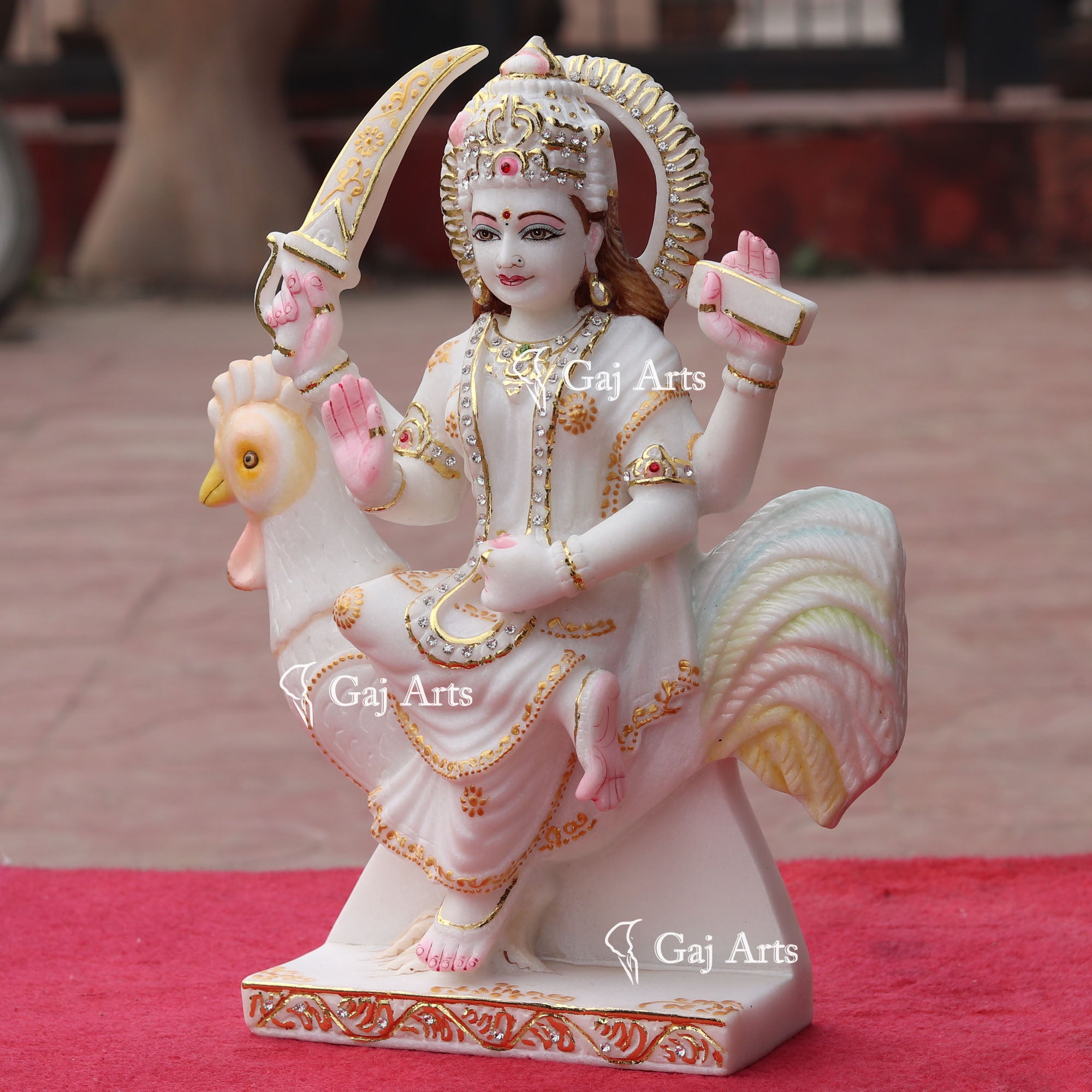 White Makrana Marble Bahu Charni Mata Idol | 15 Inch