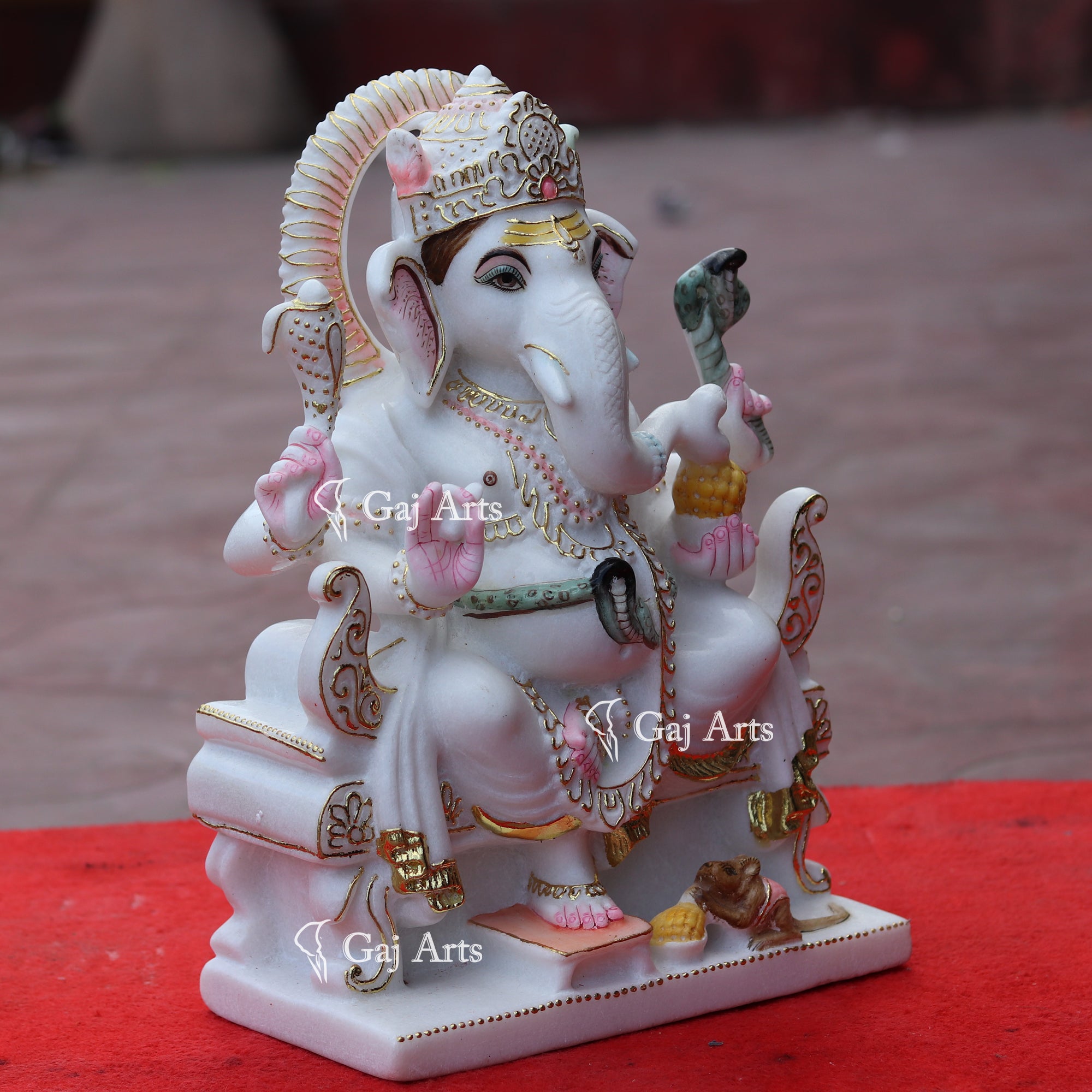 Super White Makrana Marble Ganesh Idol | 15 Inch