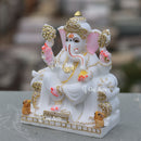 White Marble Ganesh Murti | 7 Inch