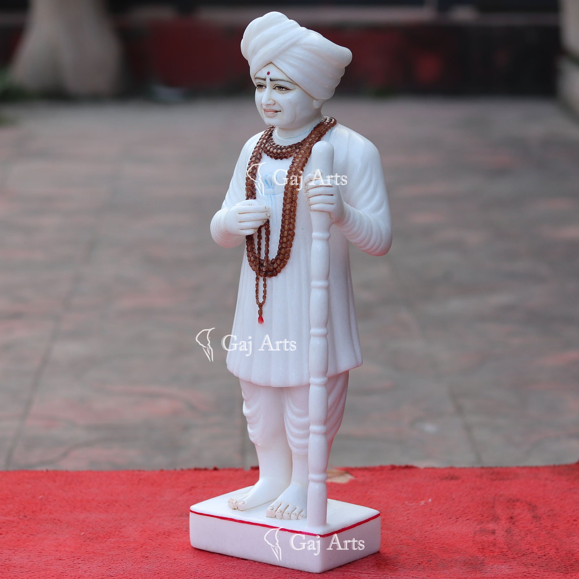 White Makrana Marble Jalaram Bapa Idol | 18 Inch
