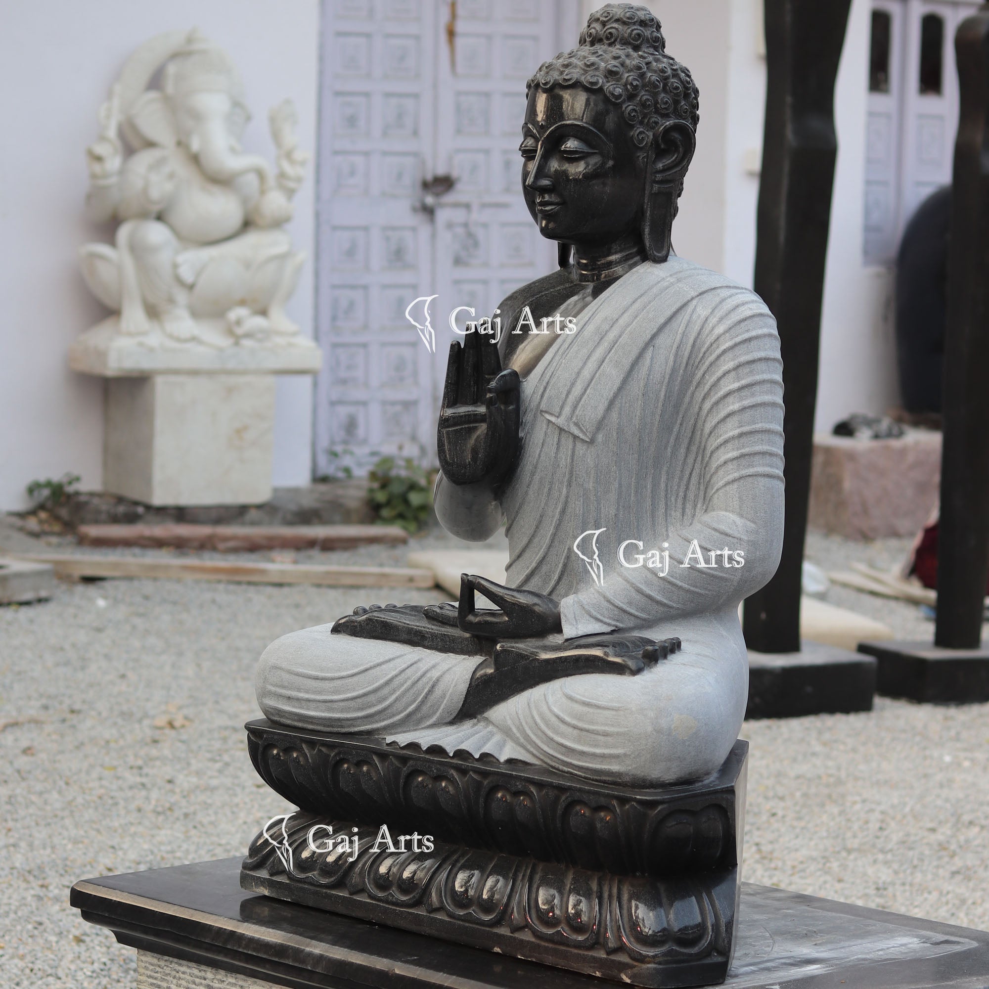 Rajasthan Black Marble Sitting Buddha Statue | 48 Inch