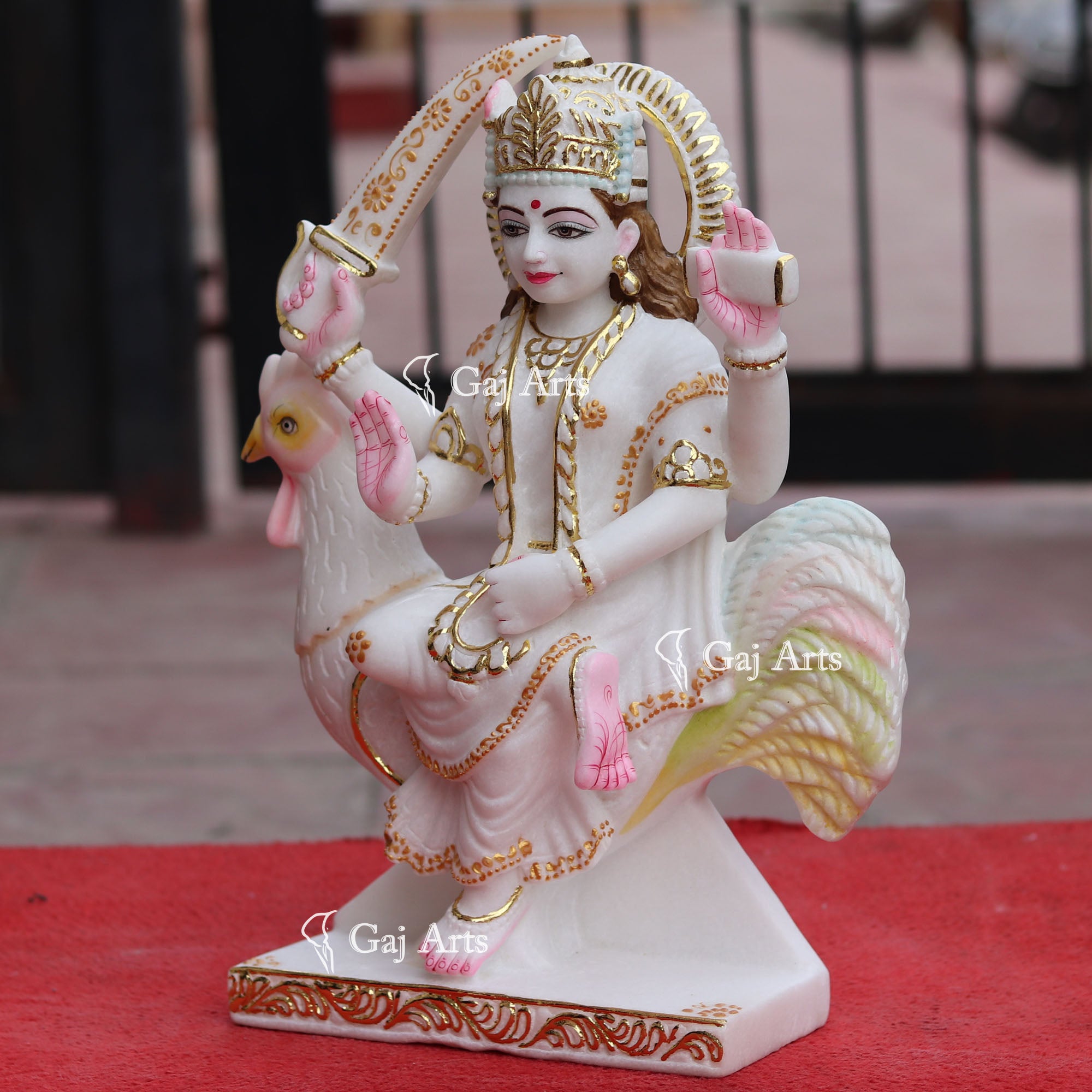White Makrana Marble Bahu Charni Mata Idol | 15 Inch