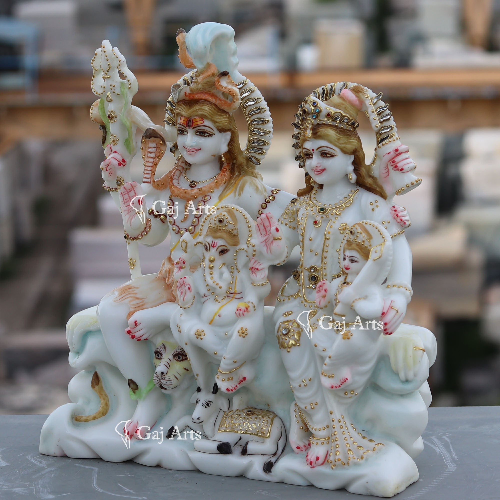 Marble Shiv Parivar Statue | 12 Inch