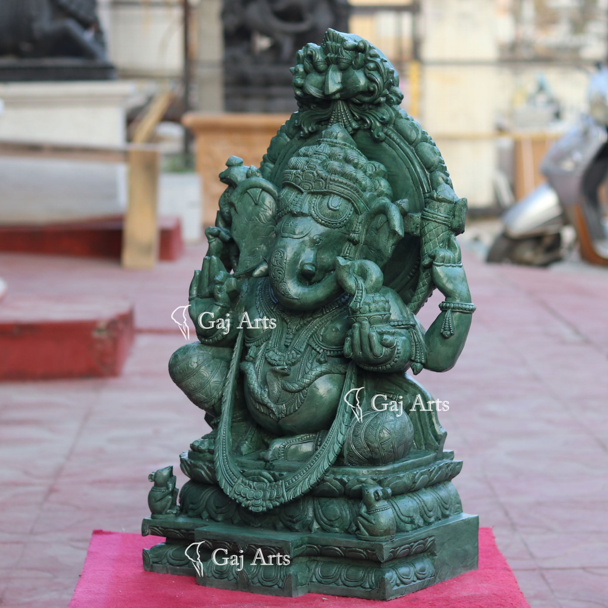 Natural Green Quartz Ganesh Statue | 30 Inch