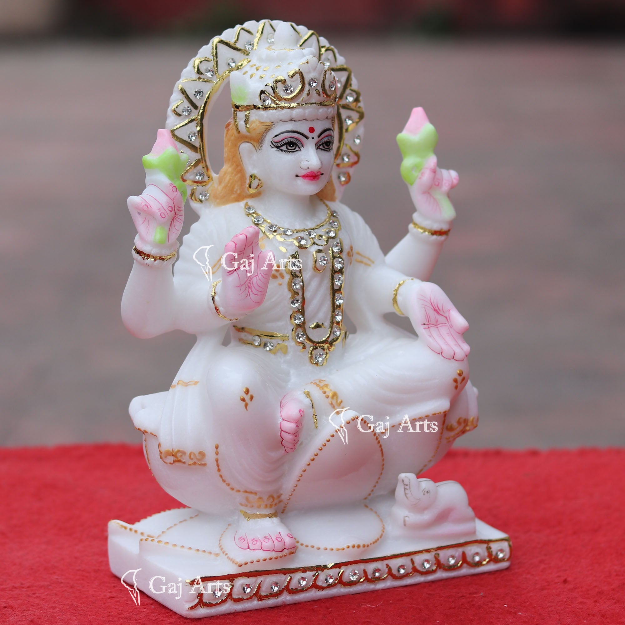 White Marble Lakshmi Maa Statue | 9 Inch