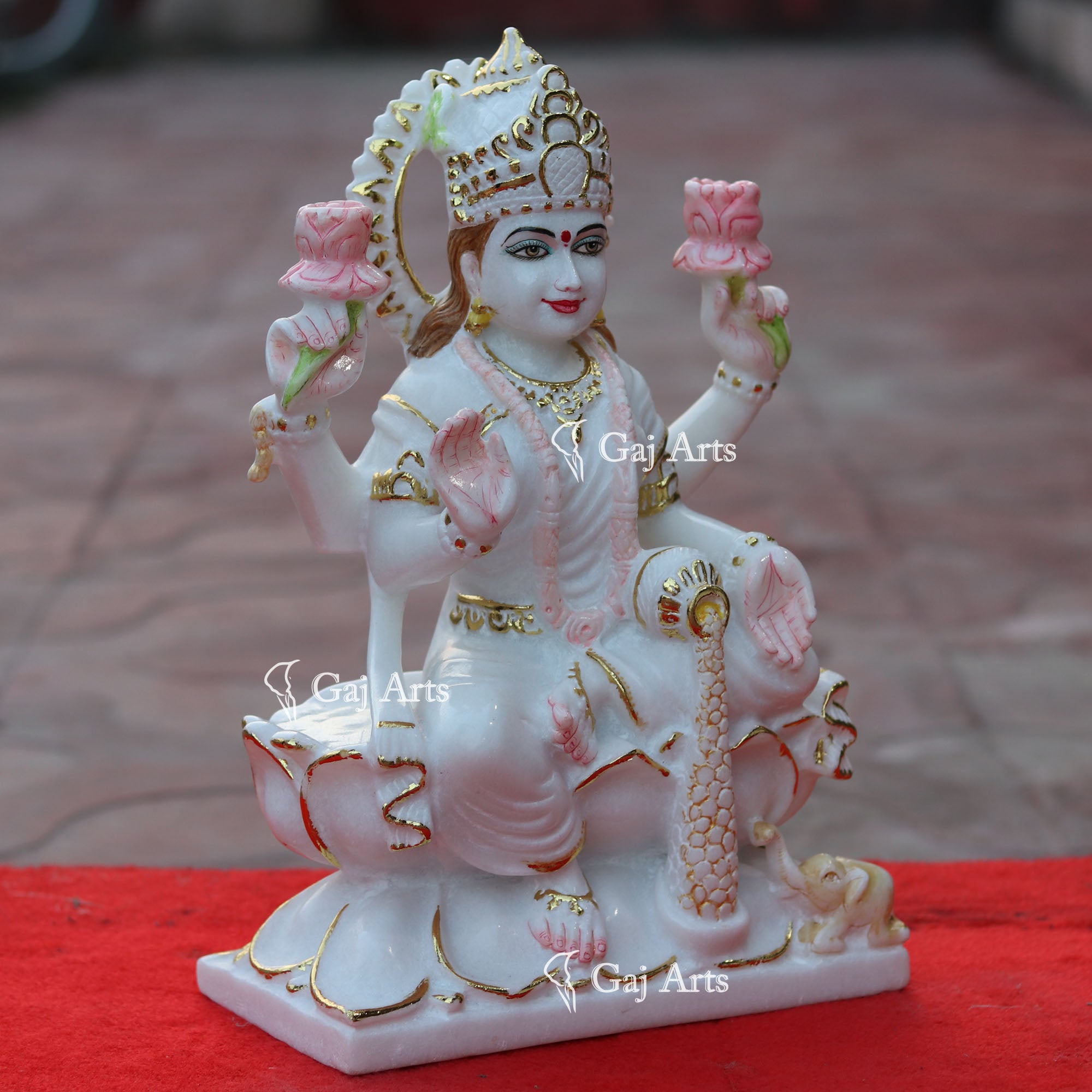 White Marble Lakshmi Mata Statue | 15 Inch