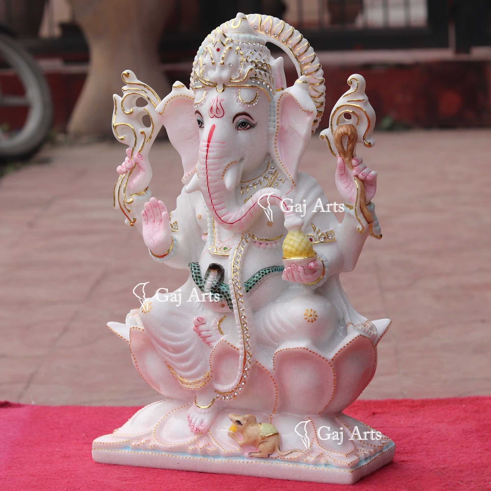 Super White Makrana Marble Ganesh Idol | 18 Inch